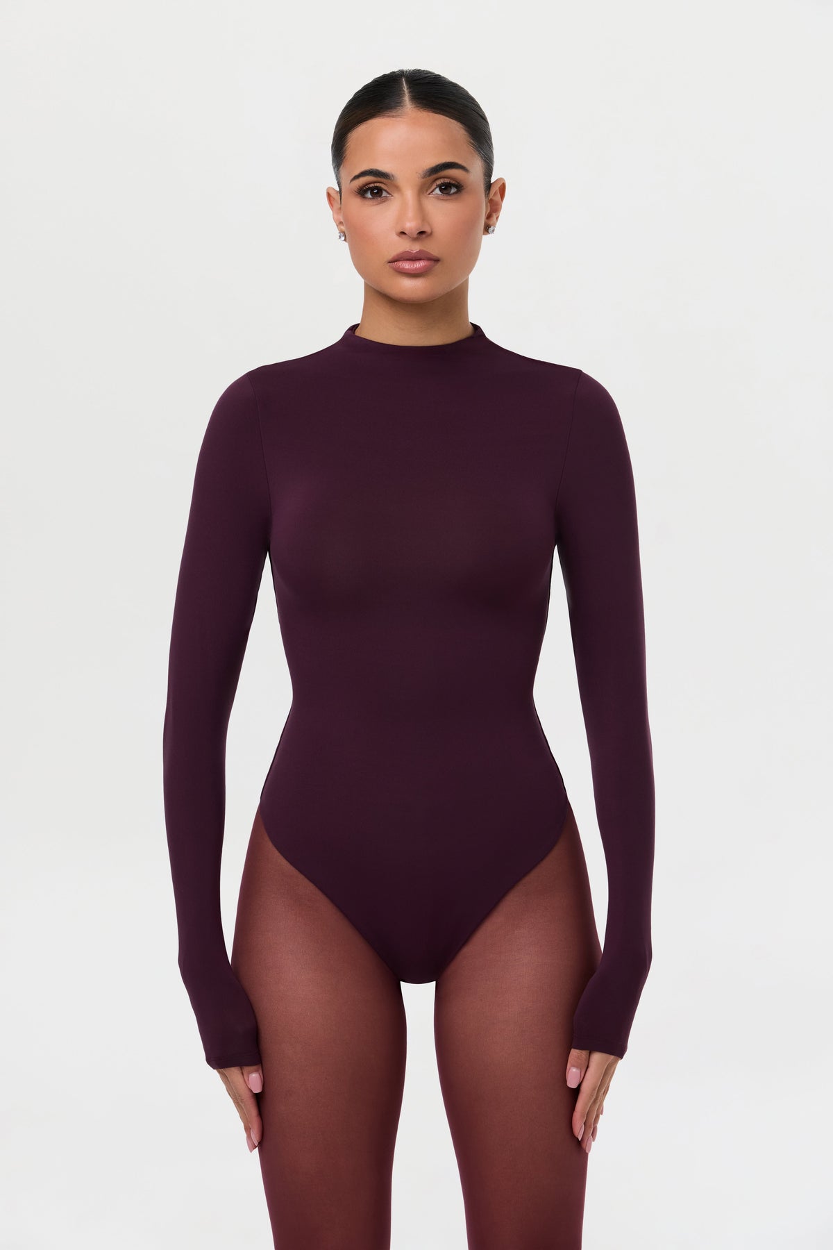 Dark Plum Naked Mock Neck Bodysuit