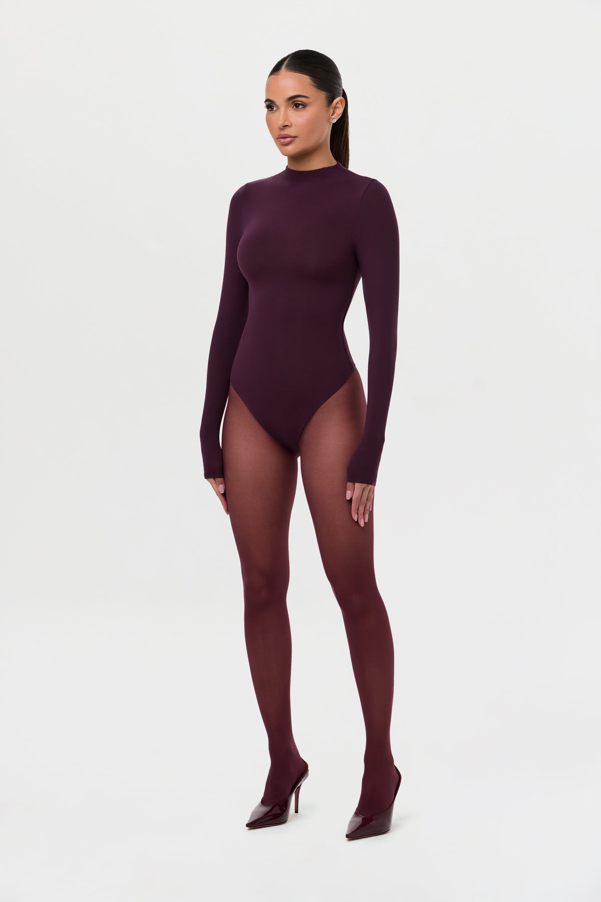 Dark Plum Naked Mock Neck Bodysuit