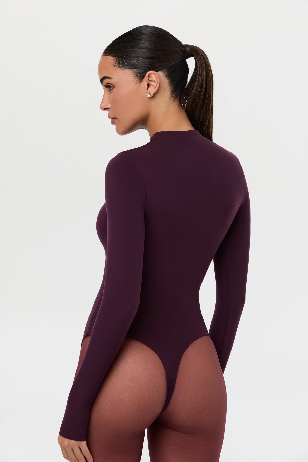 Dark Plum Naked Mock Neck Bodysuit
