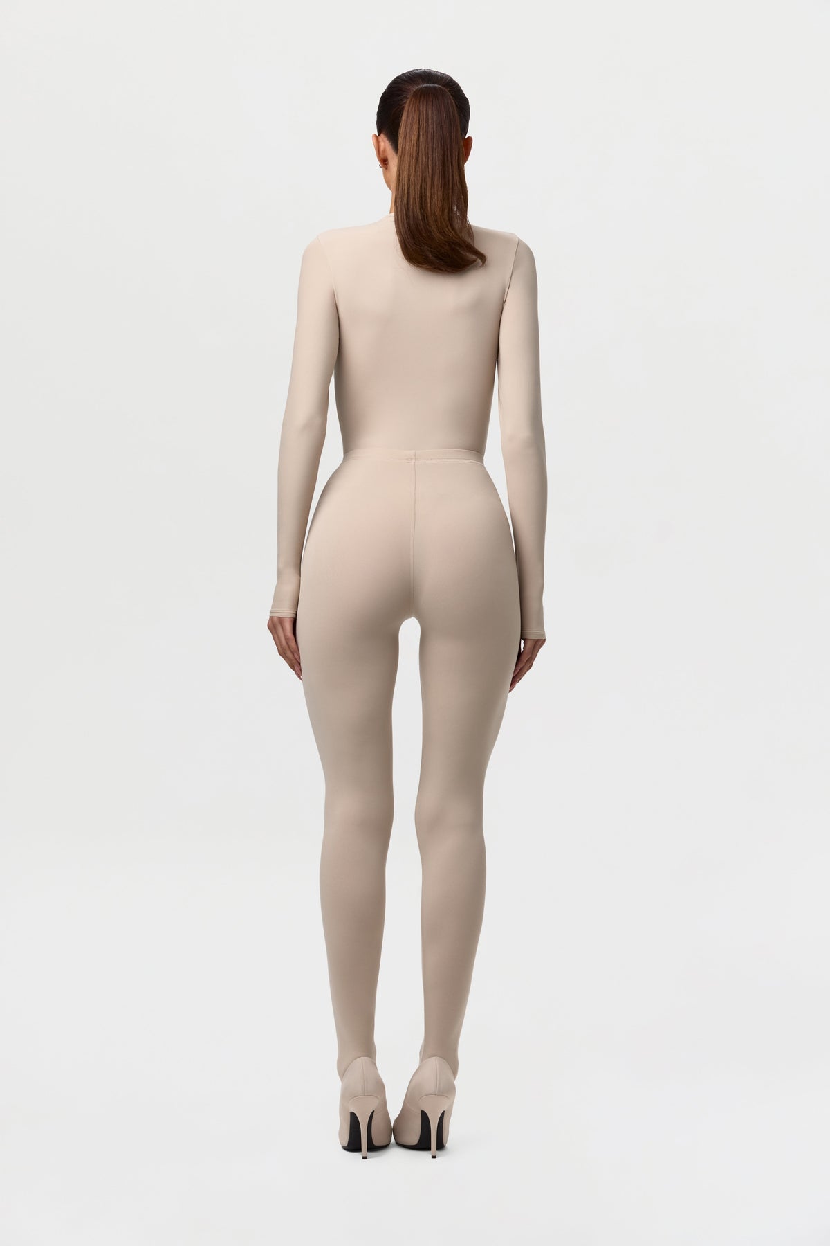 Taupe Naked Mock Neck Bodysuit