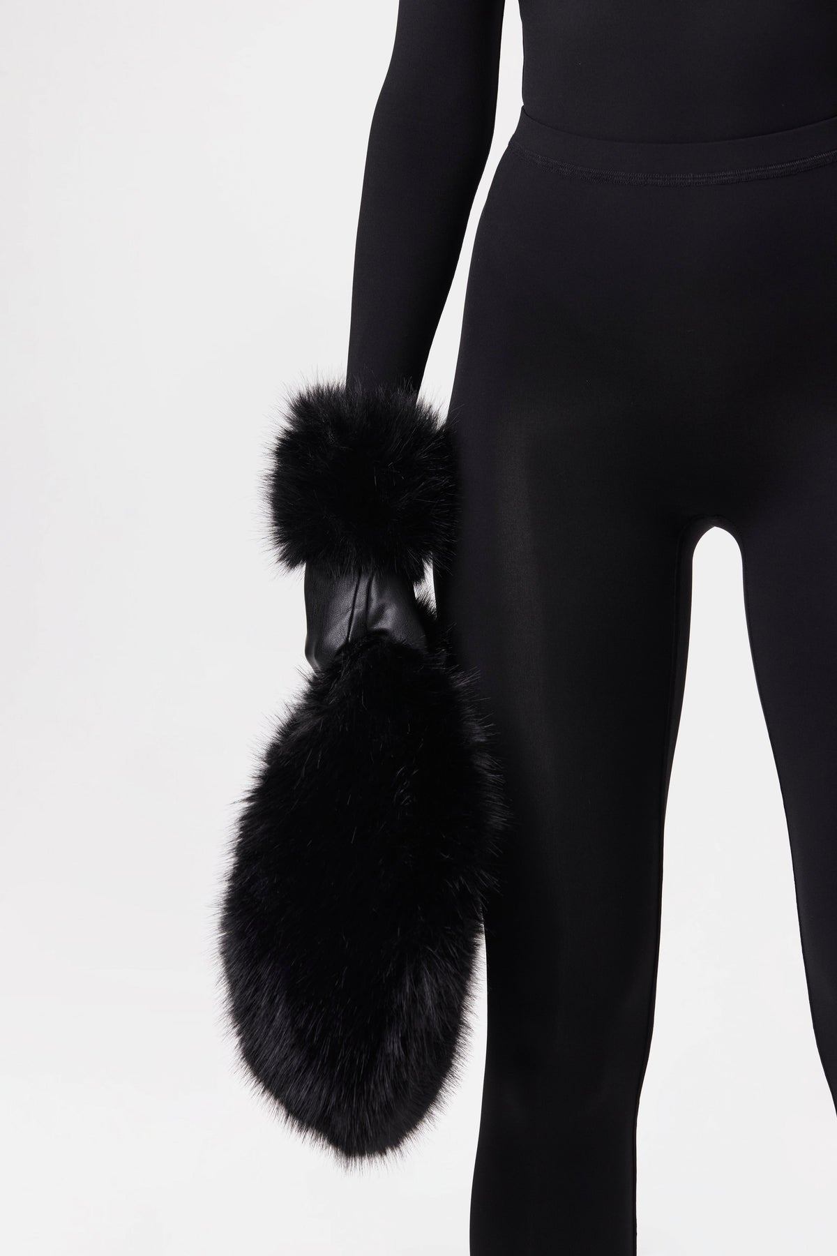 Black Faux Fur Plush Mini Bag