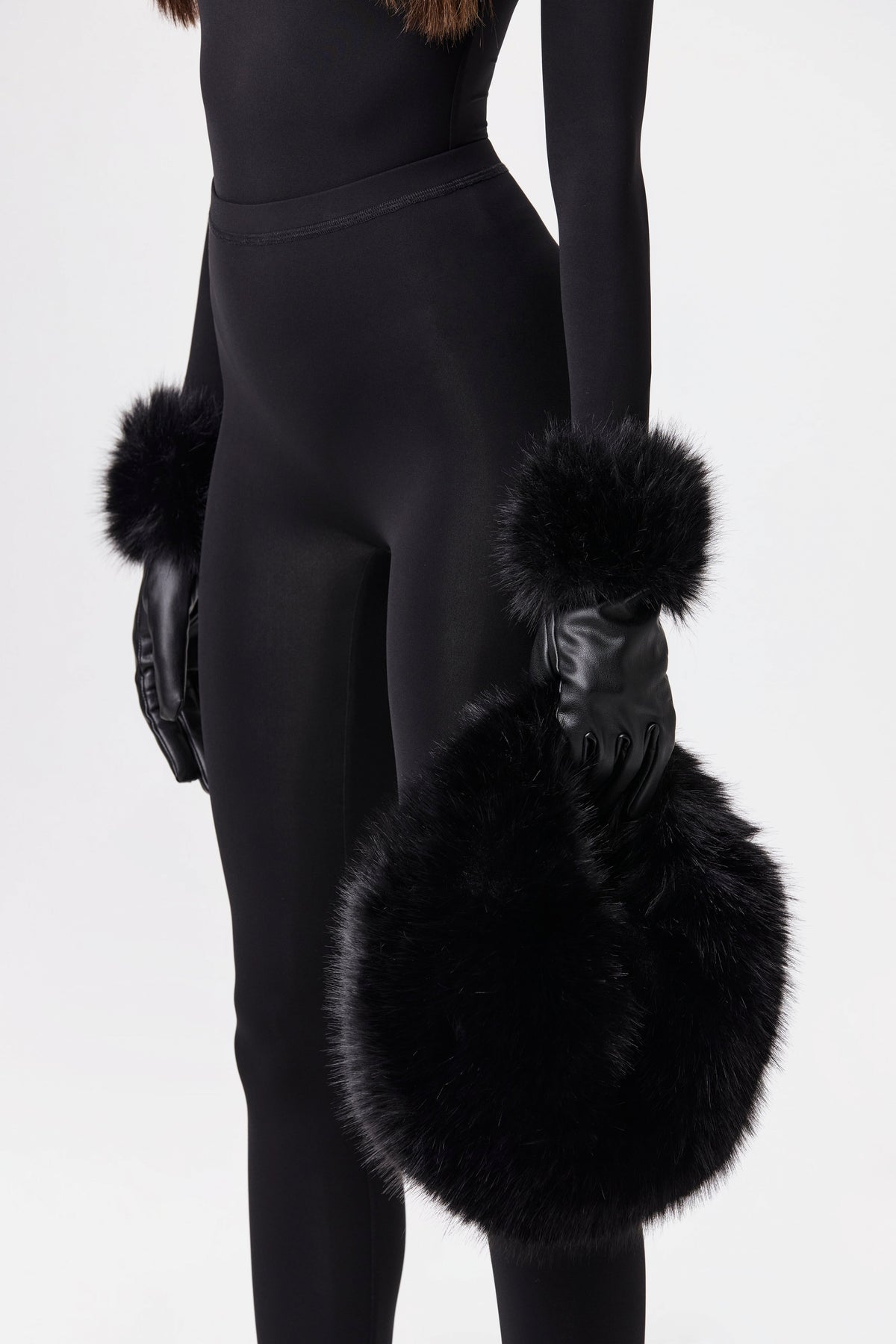 Black Faux Fur Plush Mini Bag