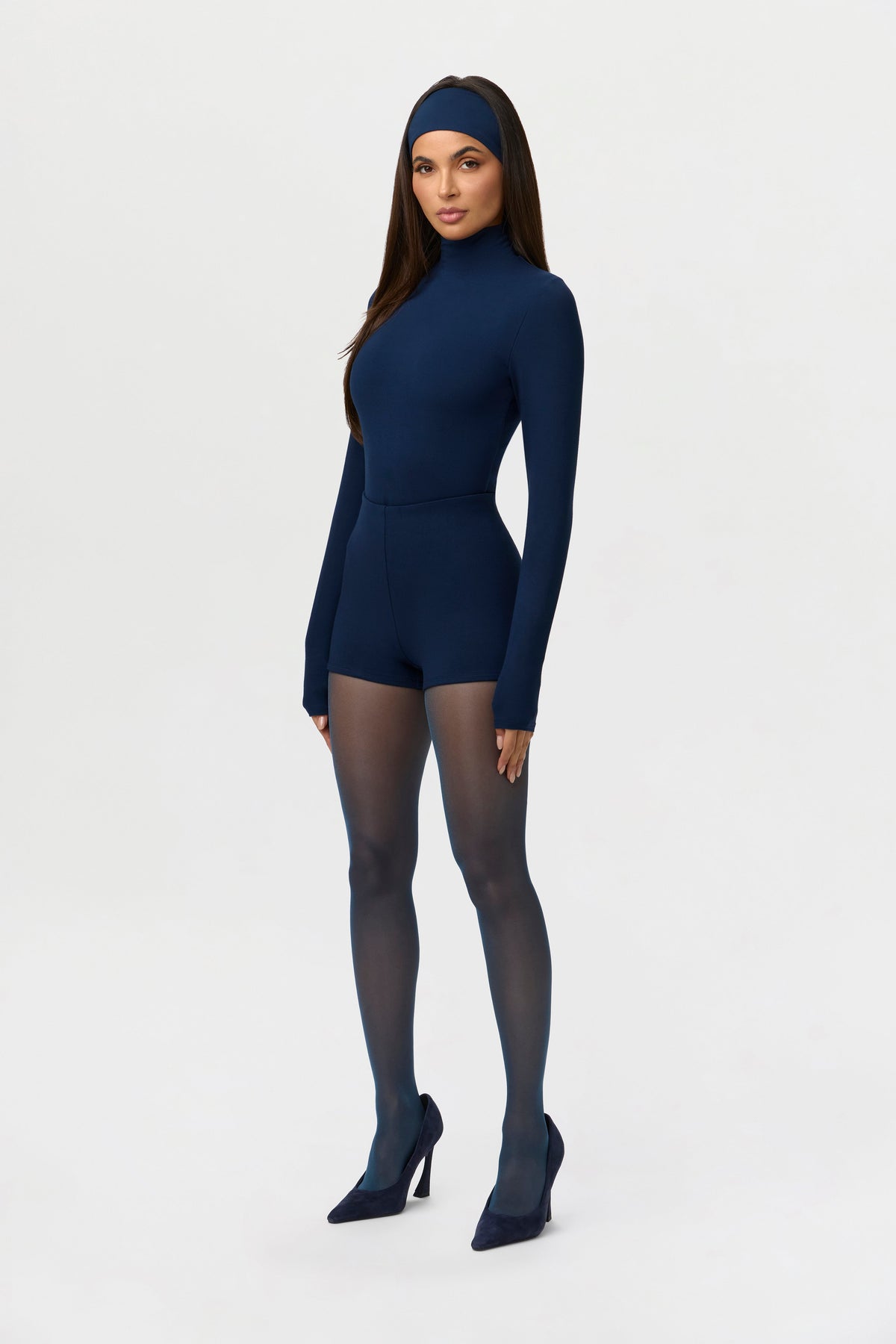 Navy Butter Turtleneck Contour Bodysuit