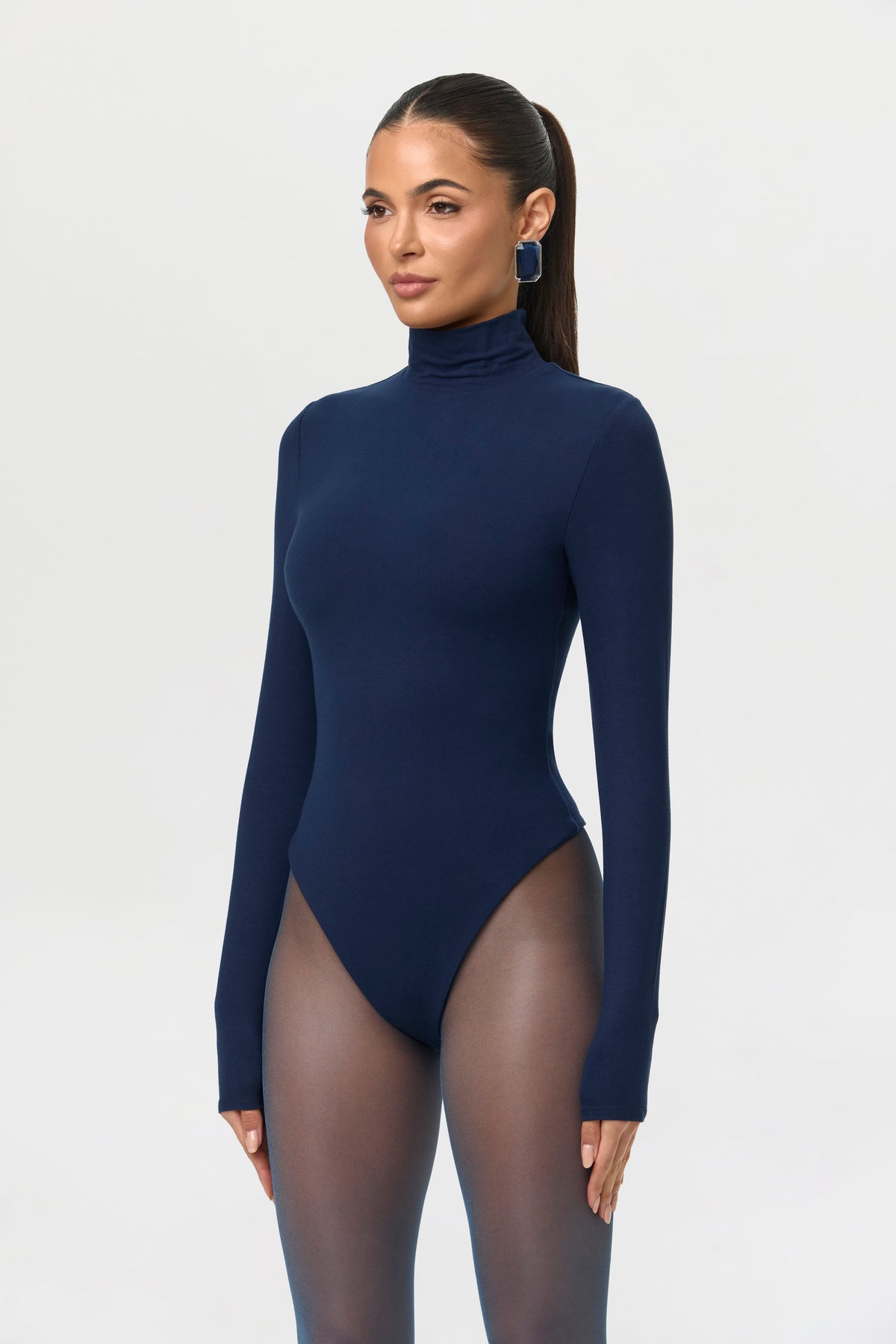 Navy Butter Turtleneck Contour Bodysuit