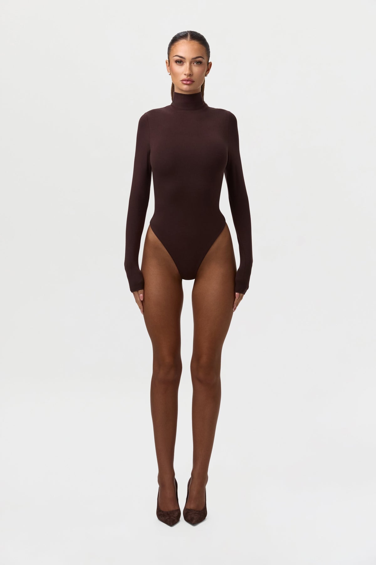 Dark Chocolate Butter Turtleneck Contour Bodysuit