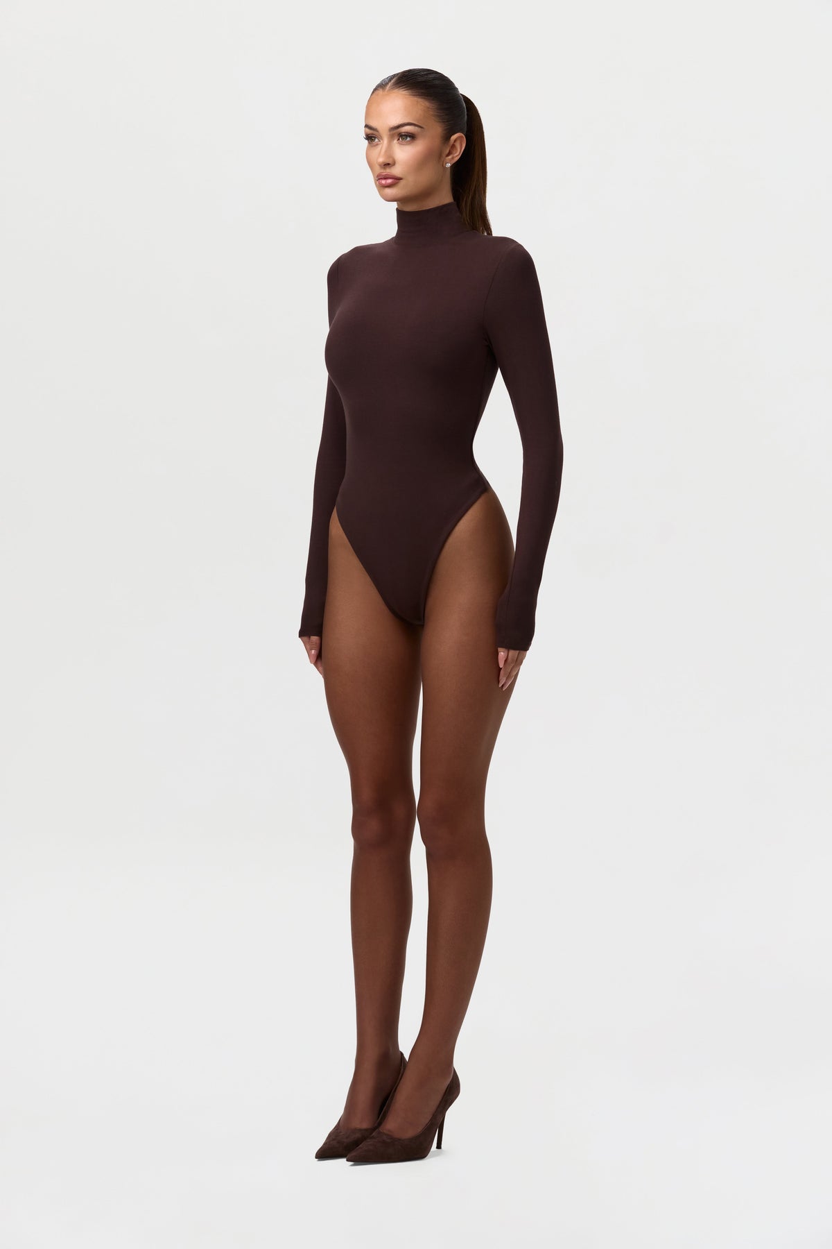 Dark Chocolate Butter Turtleneck Contour Bodysuit