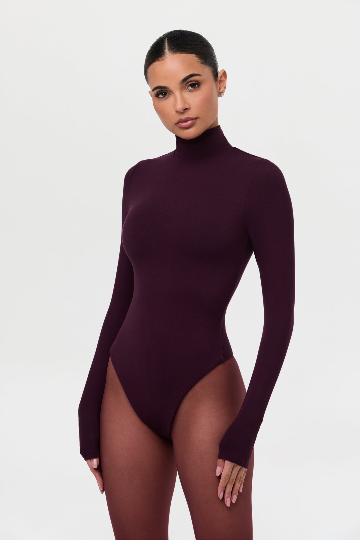 Dark Plum Butter Turtleneck Contour Bodysuit