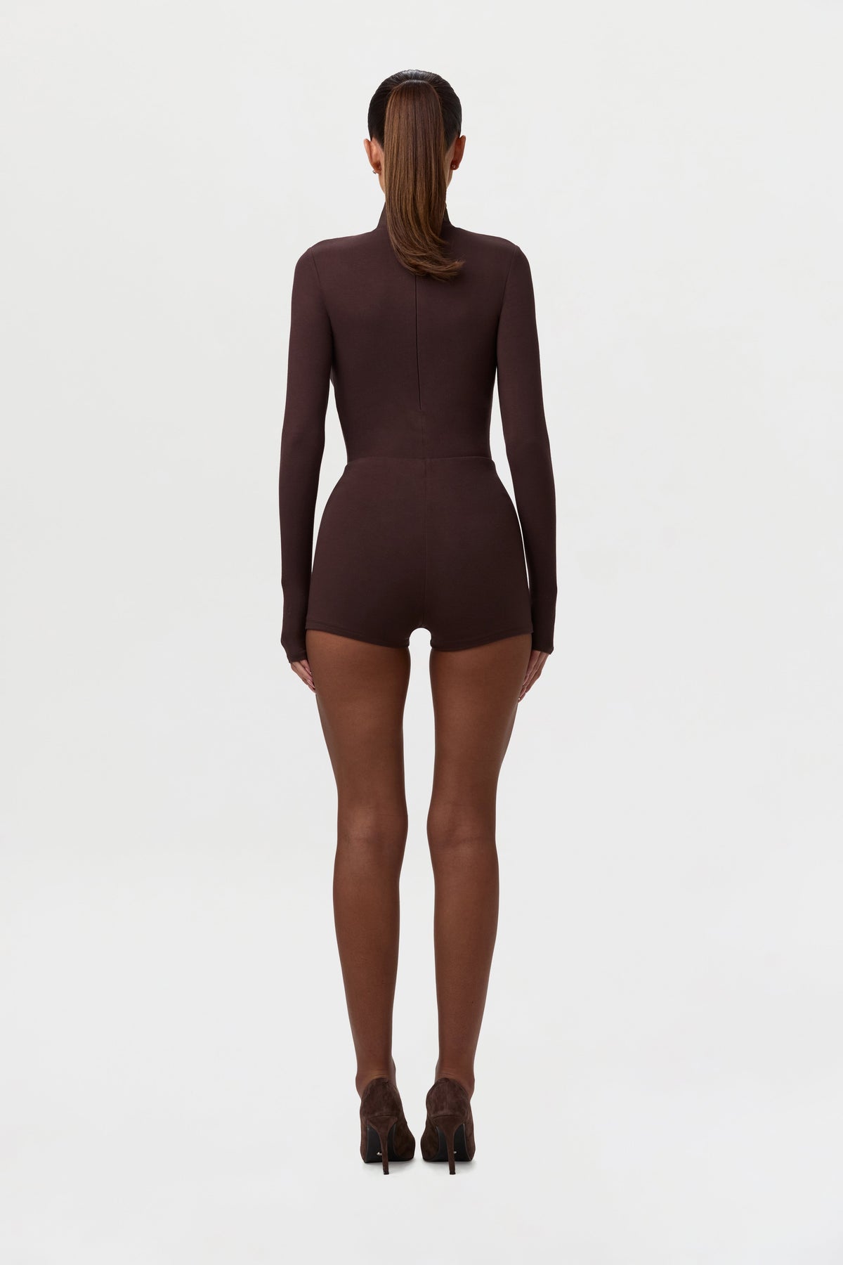 Dark Chocolate Butter Turtleneck Contour Bodysuit