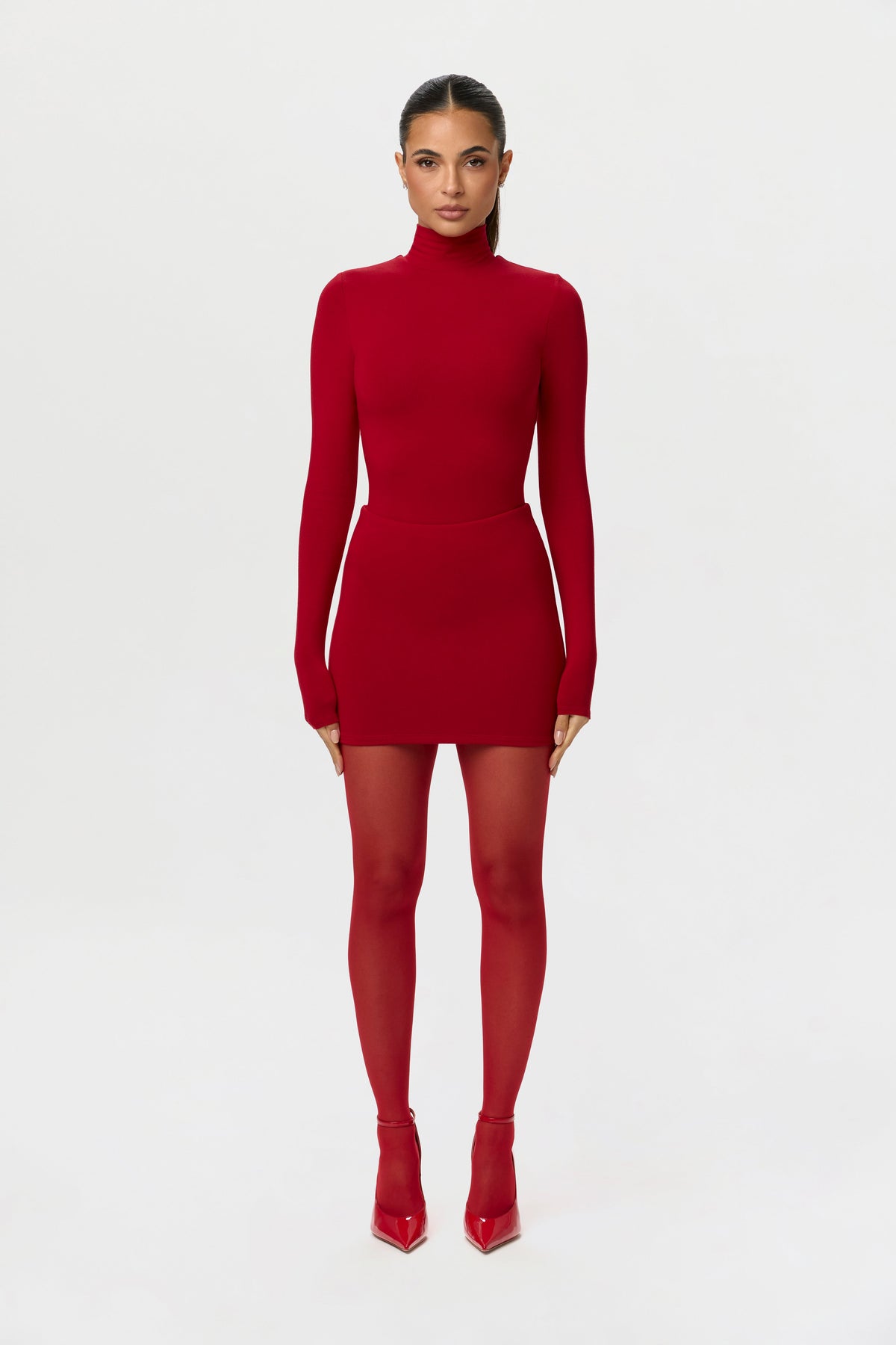Ruby Red Butter Turtleneck Contour Bodysuit
