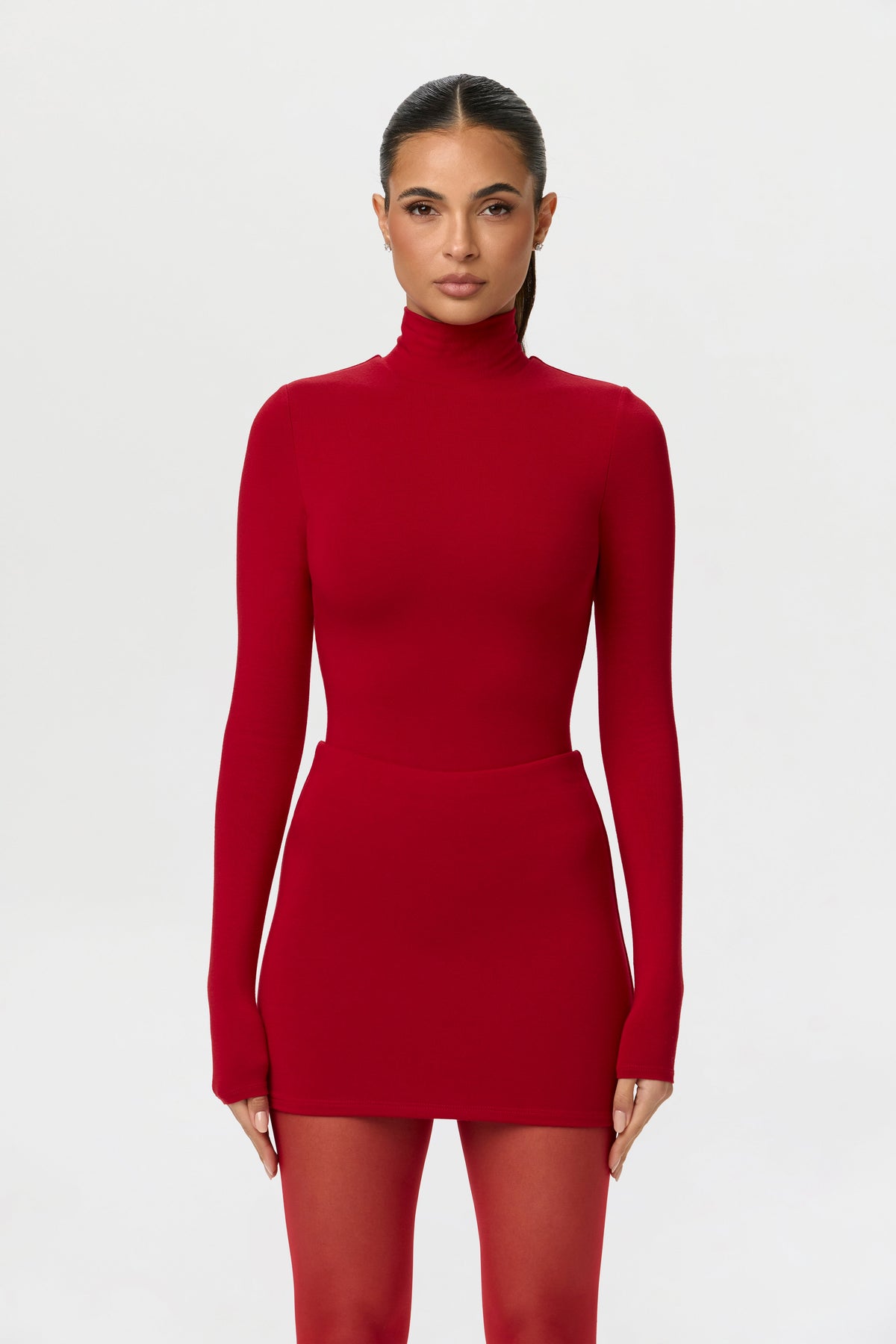 Ruby Red Butter Contour Mini Skirt