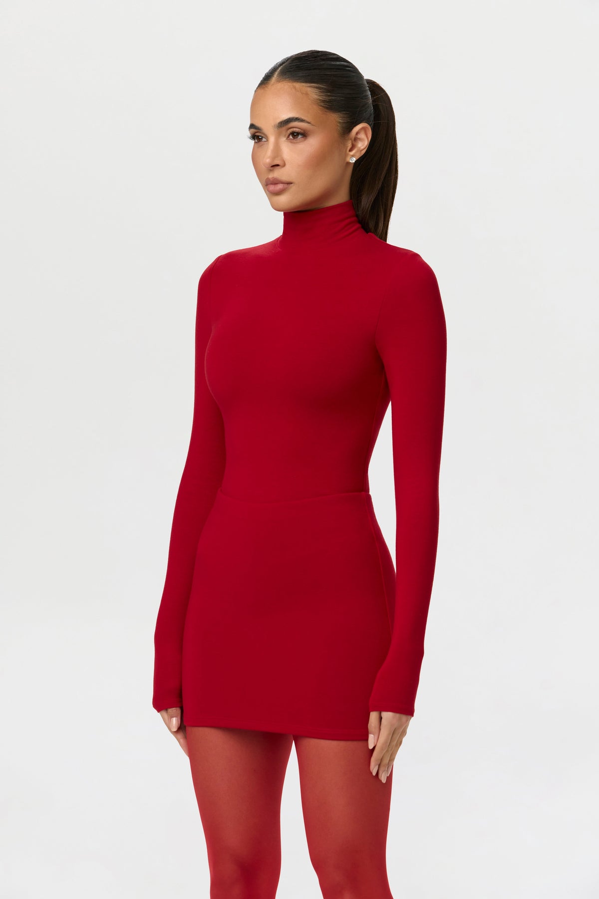 Ruby Red Butter Contour Mini Skirt