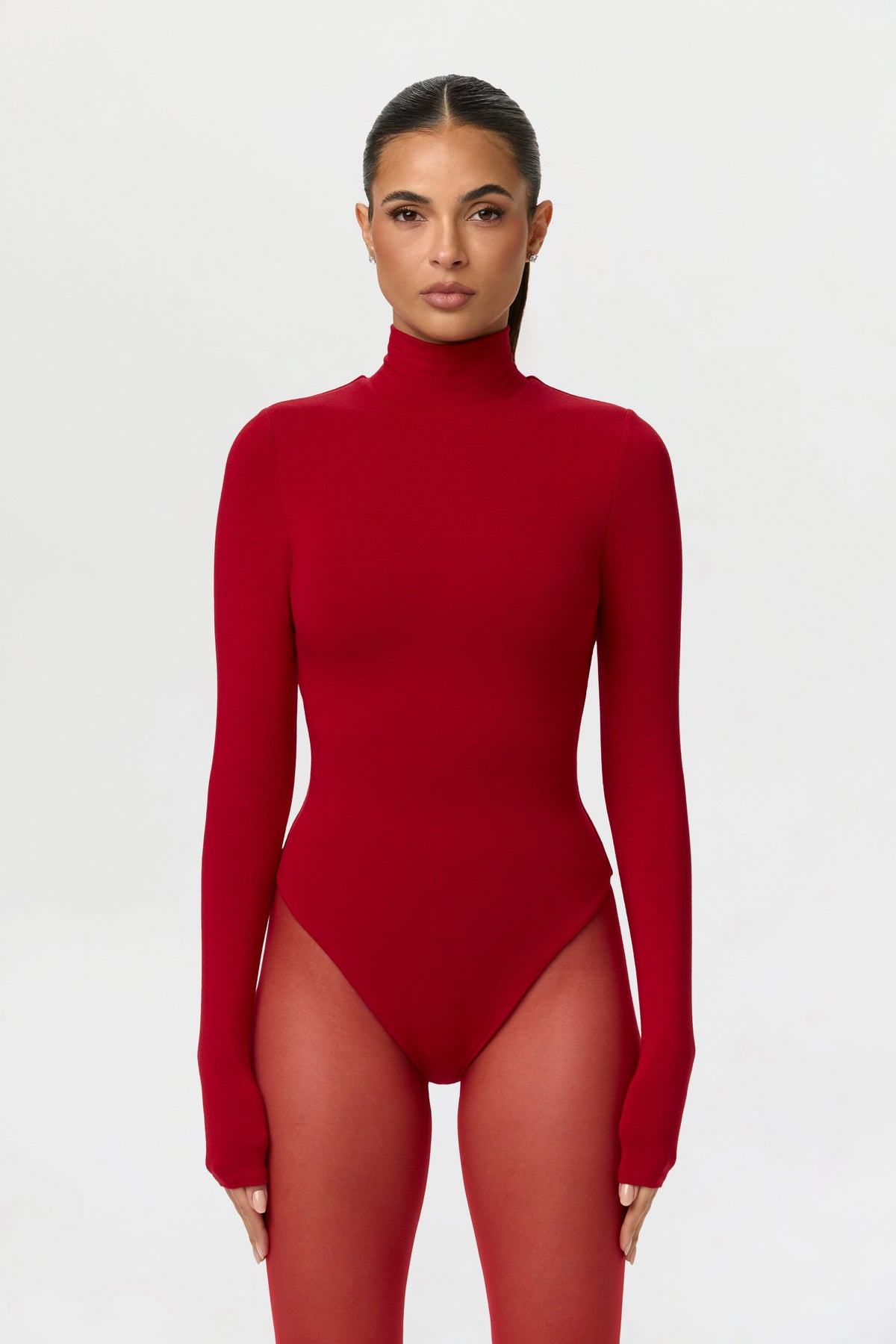 Ruby Red Butter Turtleneck Contour Bodysuit