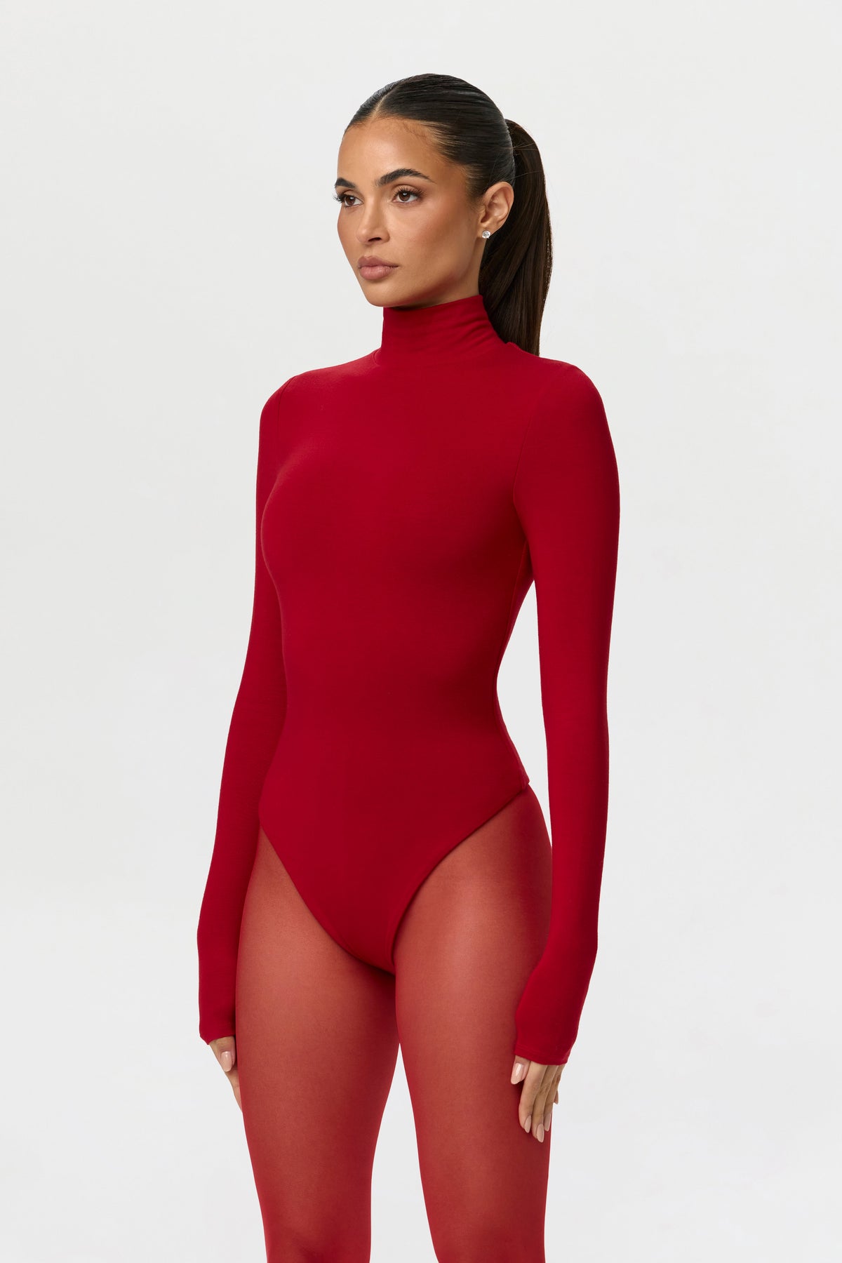 Ruby Red Butter Turtleneck Contour Bodysuit