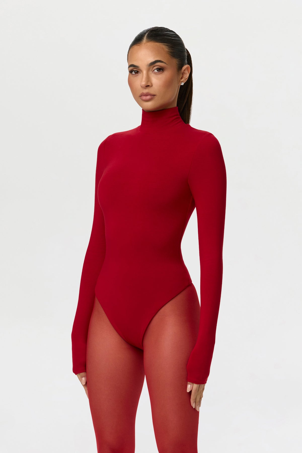 Ruby Red Butter Turtleneck Contour Bodysuit