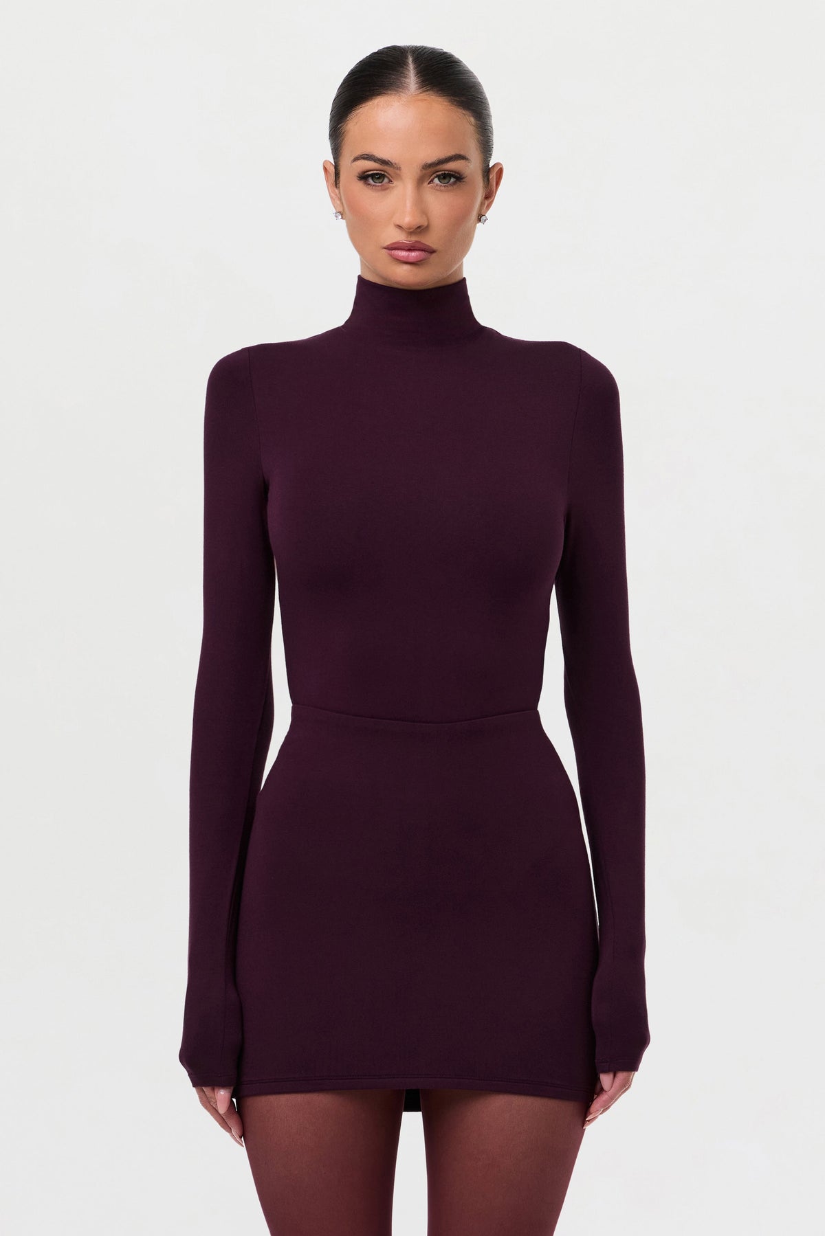 Dark Plum Butter Contour Mini Skirt