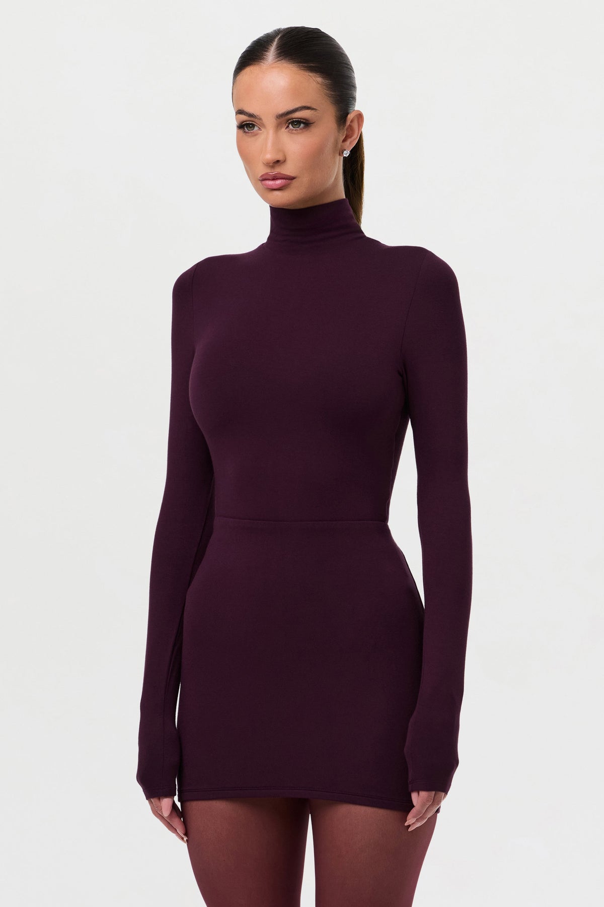 Dark Plum Butter Contour Mini Skirt