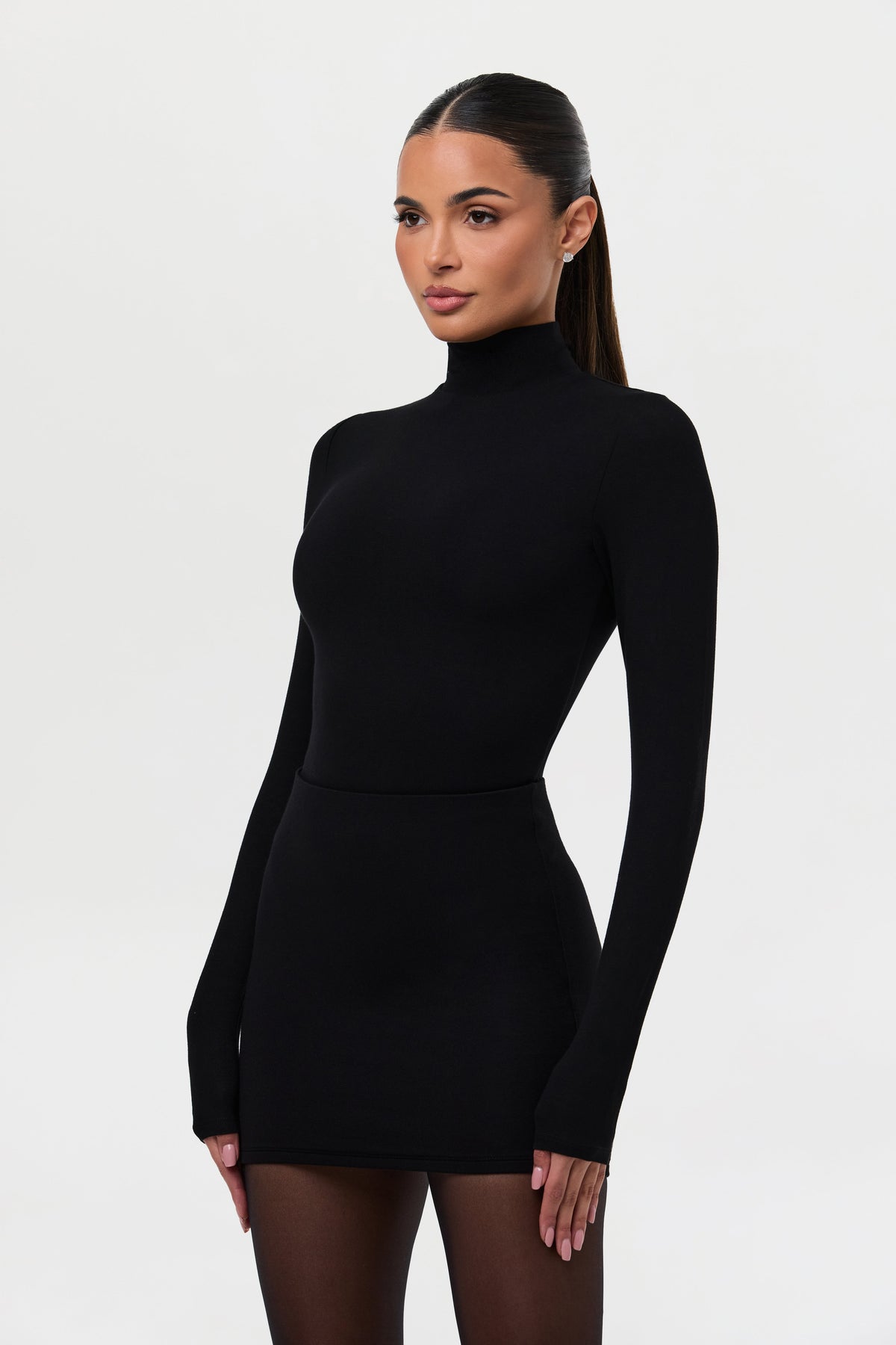 Black Butter Contour Mini Skirt