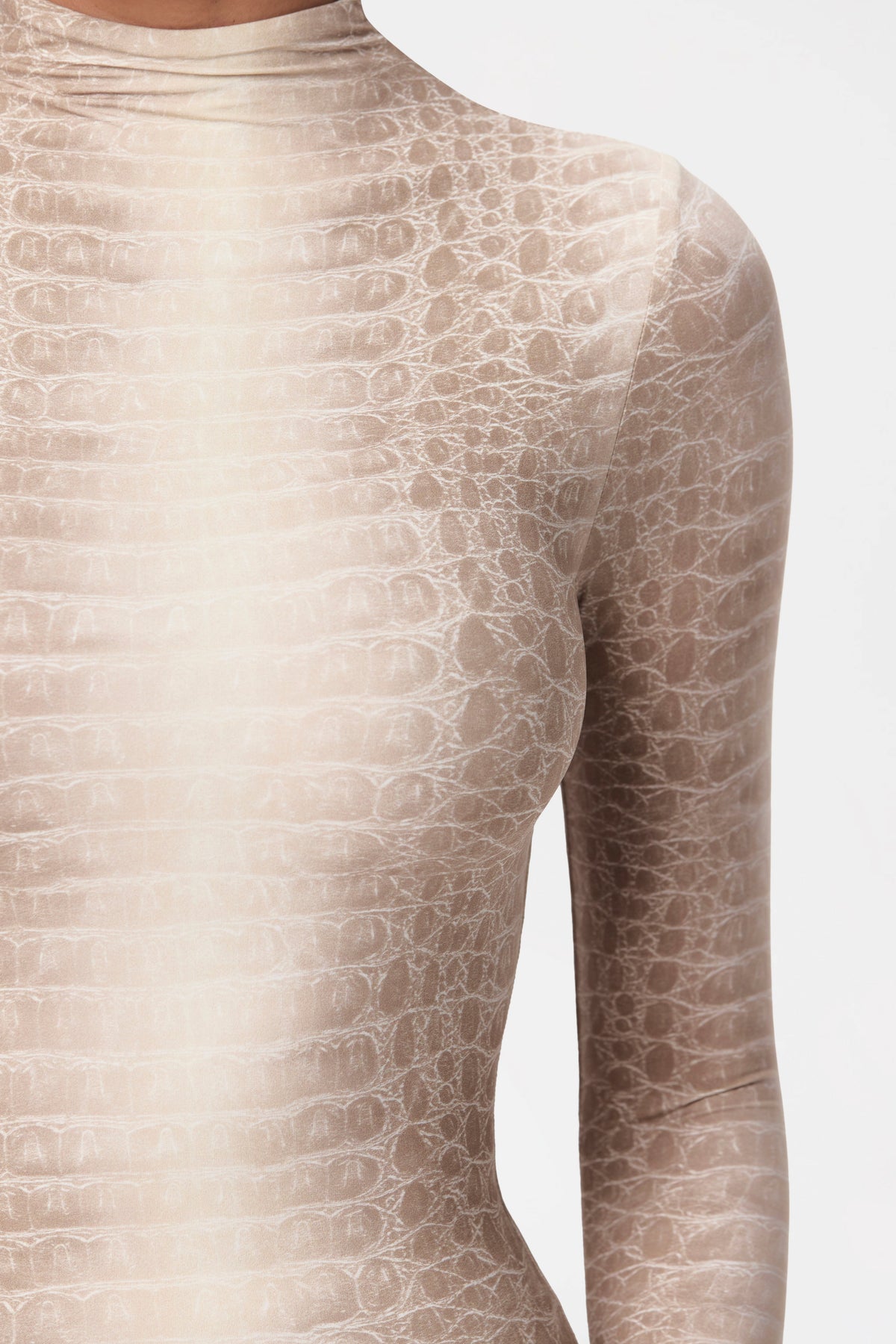 Bone Crocodile Naked Print Bodysuit