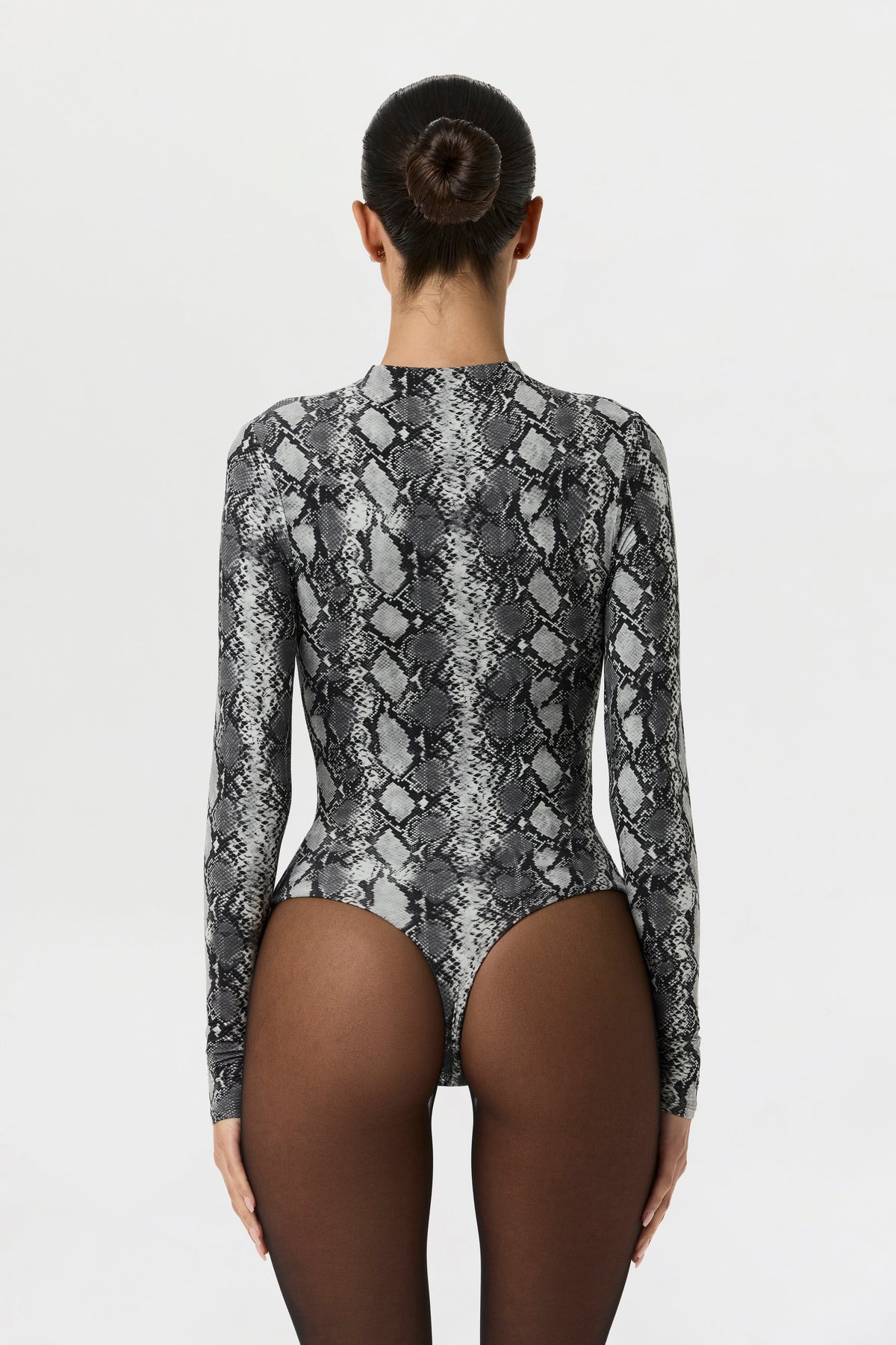 Grey Snakeskin Naked Print Bodysuit