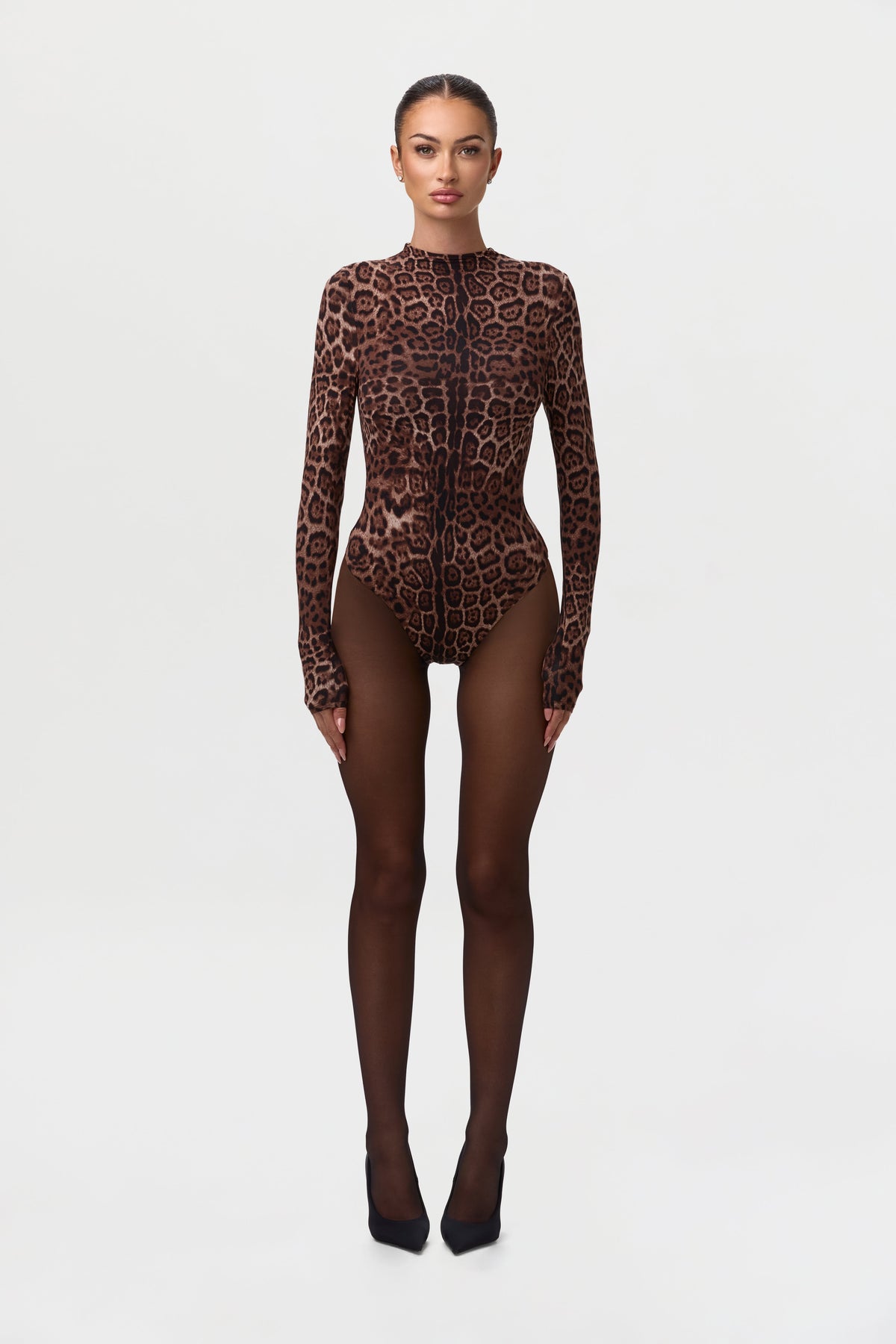 Brown Leopard Naked Print Bodysuit