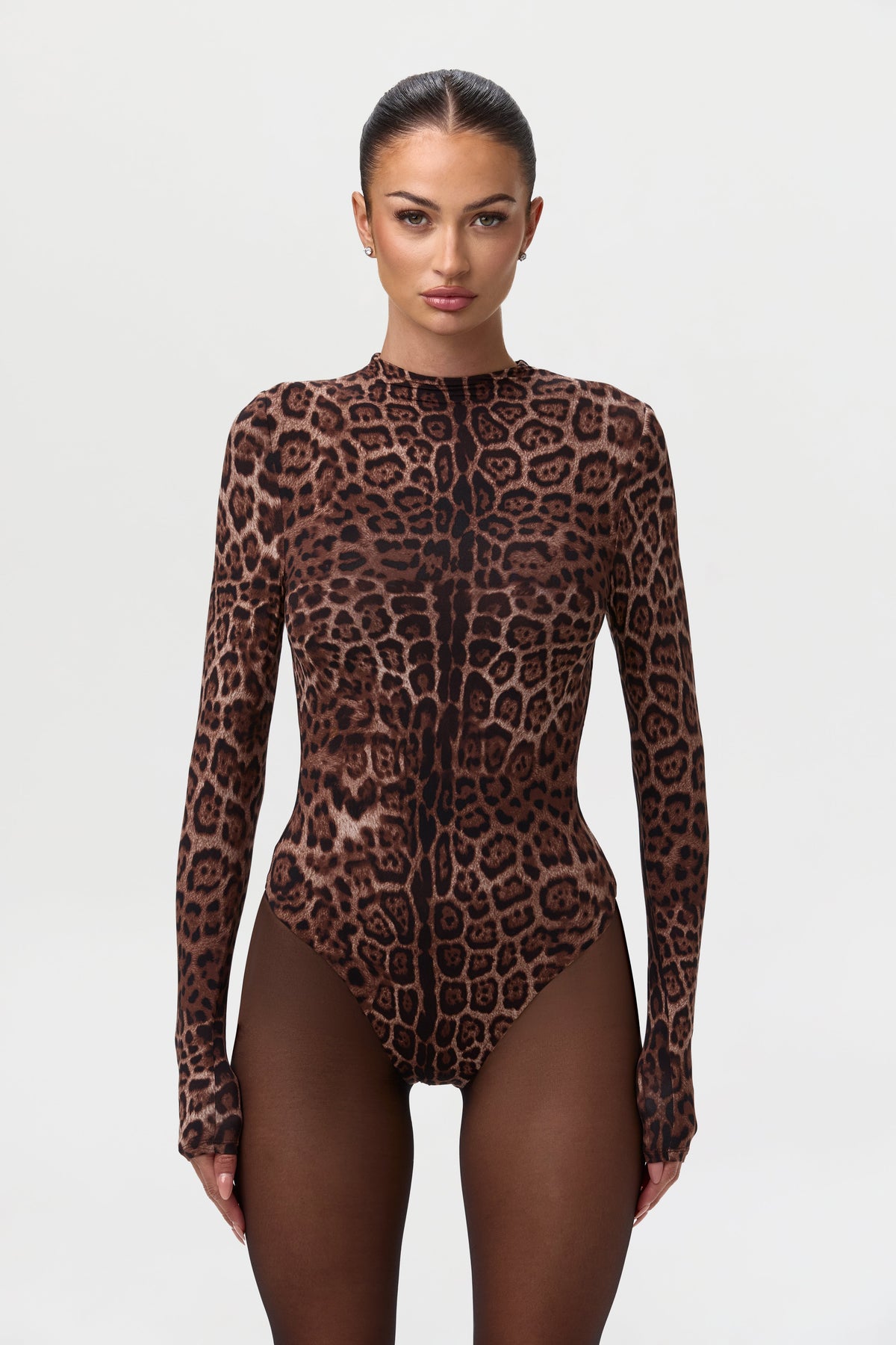 Brown Leopard Naked Print Bodysuit
