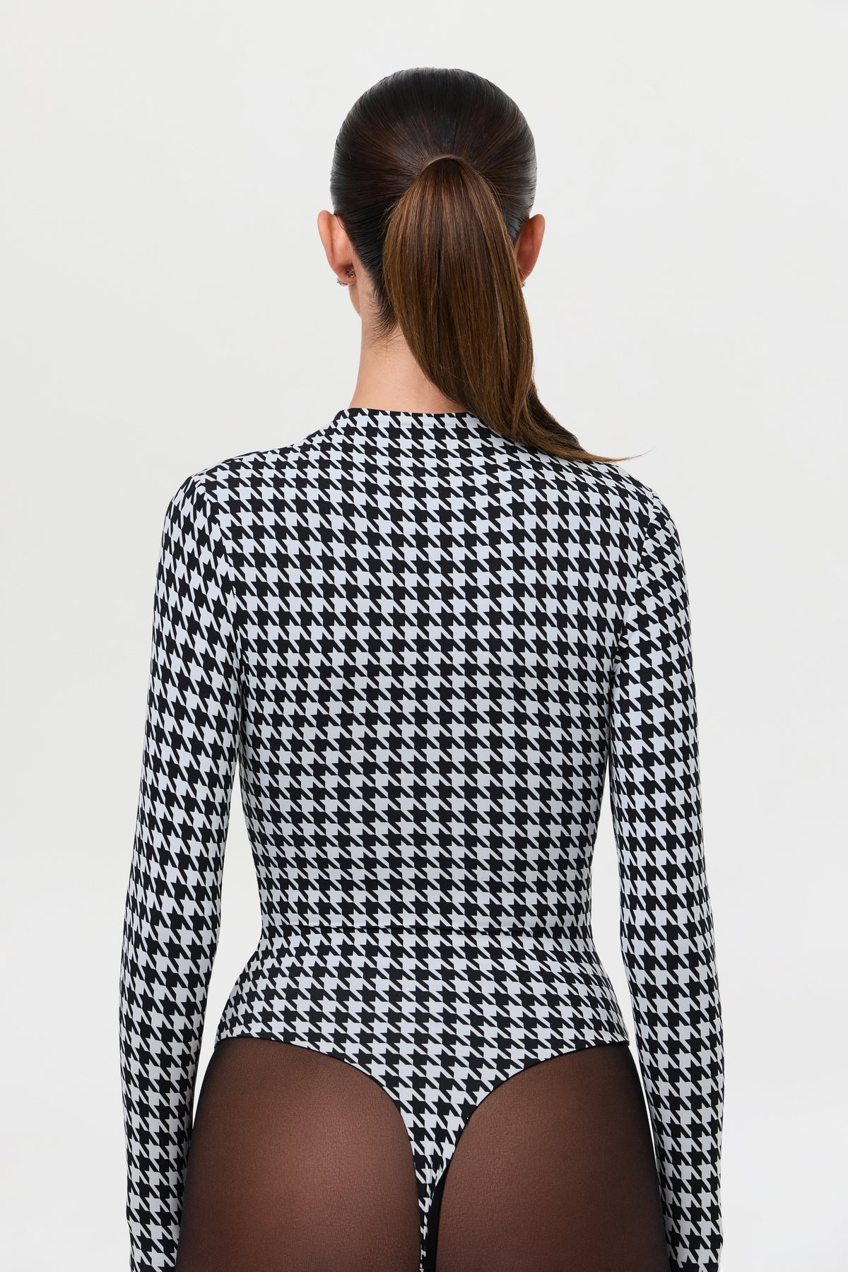 Houndstooth Black/White Naked Print Bodysuit