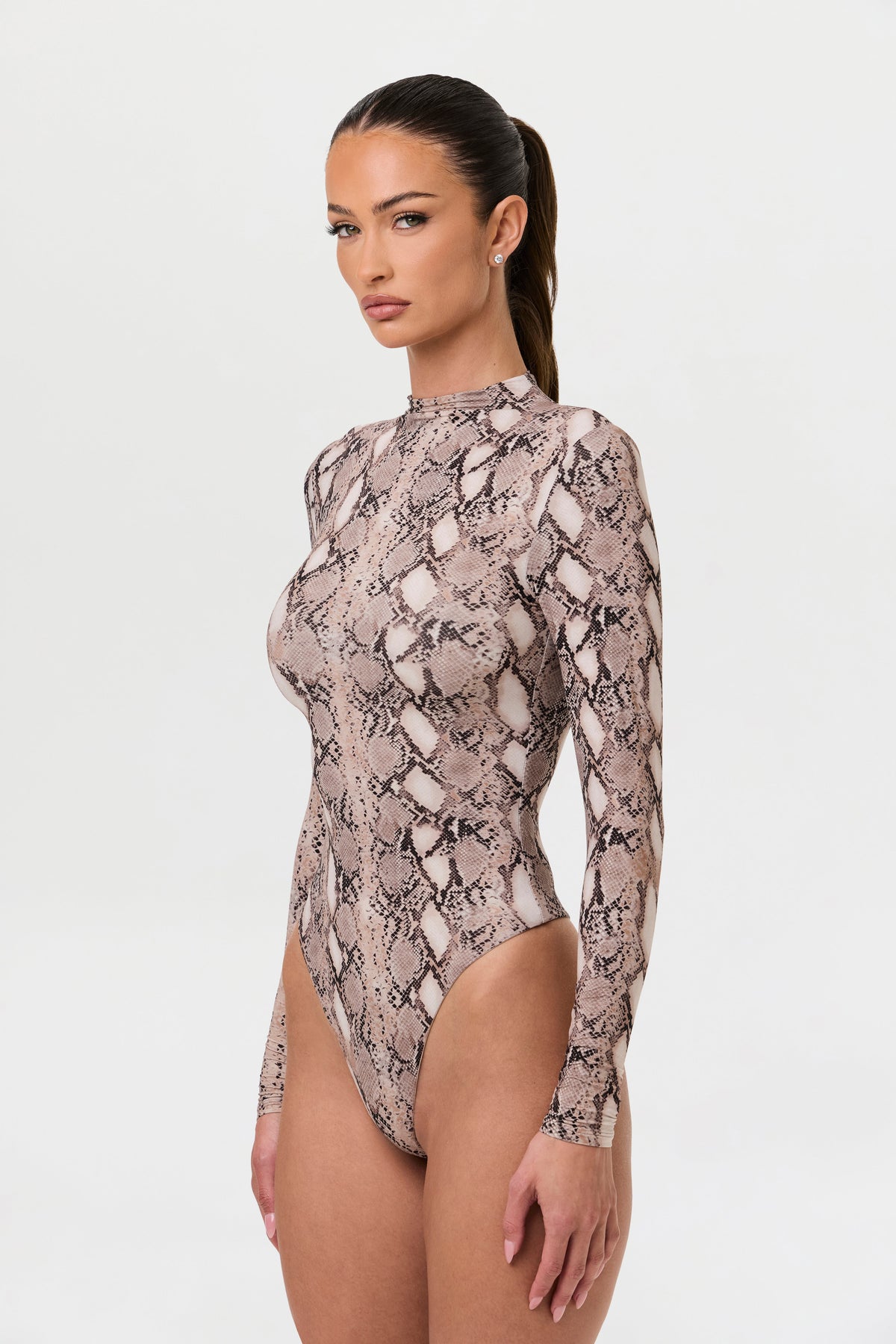 Nude Snakeskin Naked Print Bodysuit