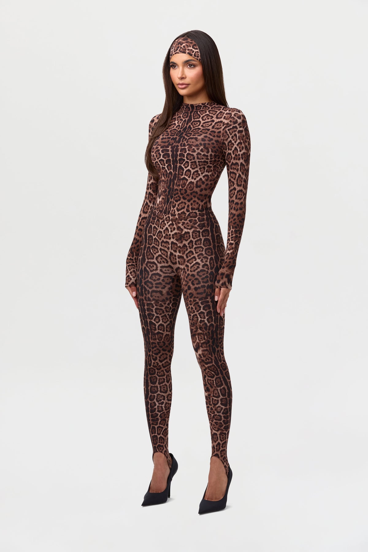 Brown Leopard Naked Print Stirrup Legging Petite