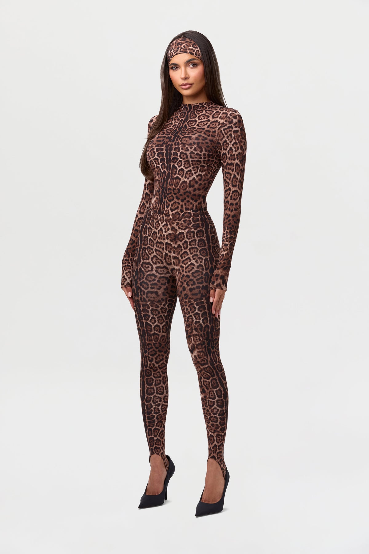Brown Leopard Naked Print Stirrup Legging