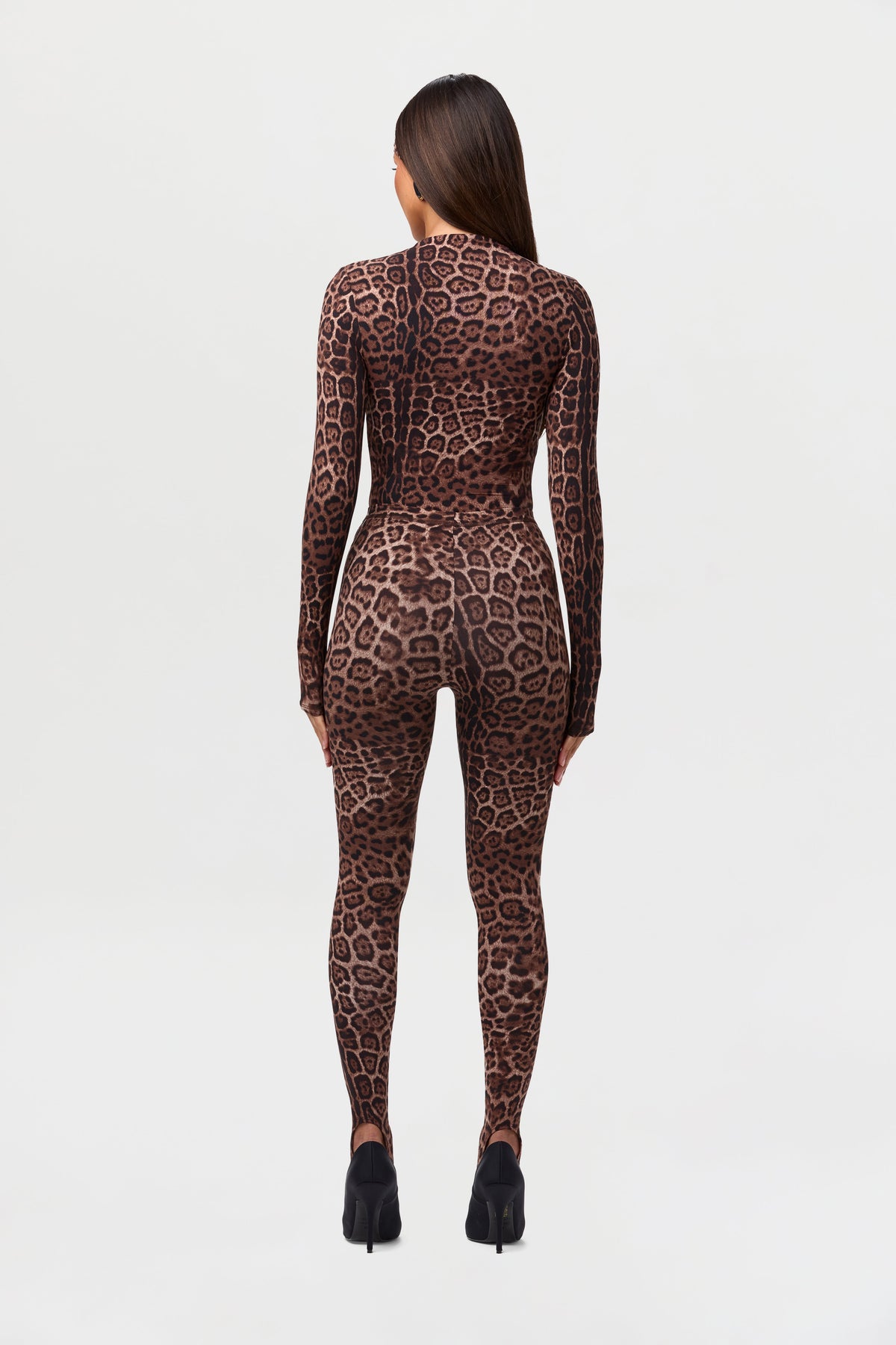 Brown Leopard Naked Print Stirrup Legging