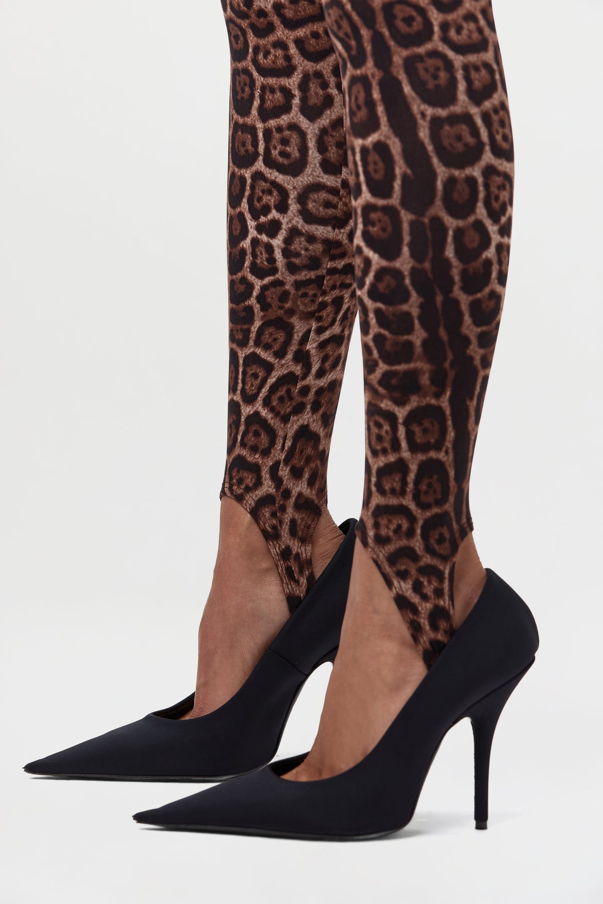 Brown Leopard Naked Print Stirrup Legging