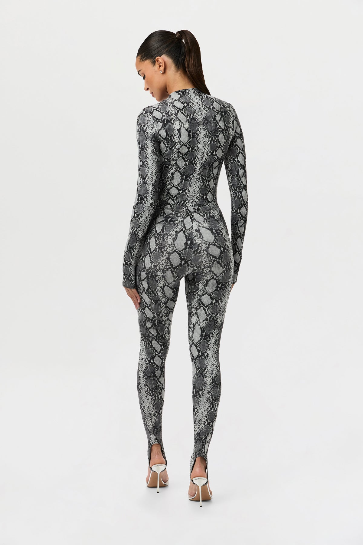 Grey Snakeskin Naked Print Stirrup Legging Petite