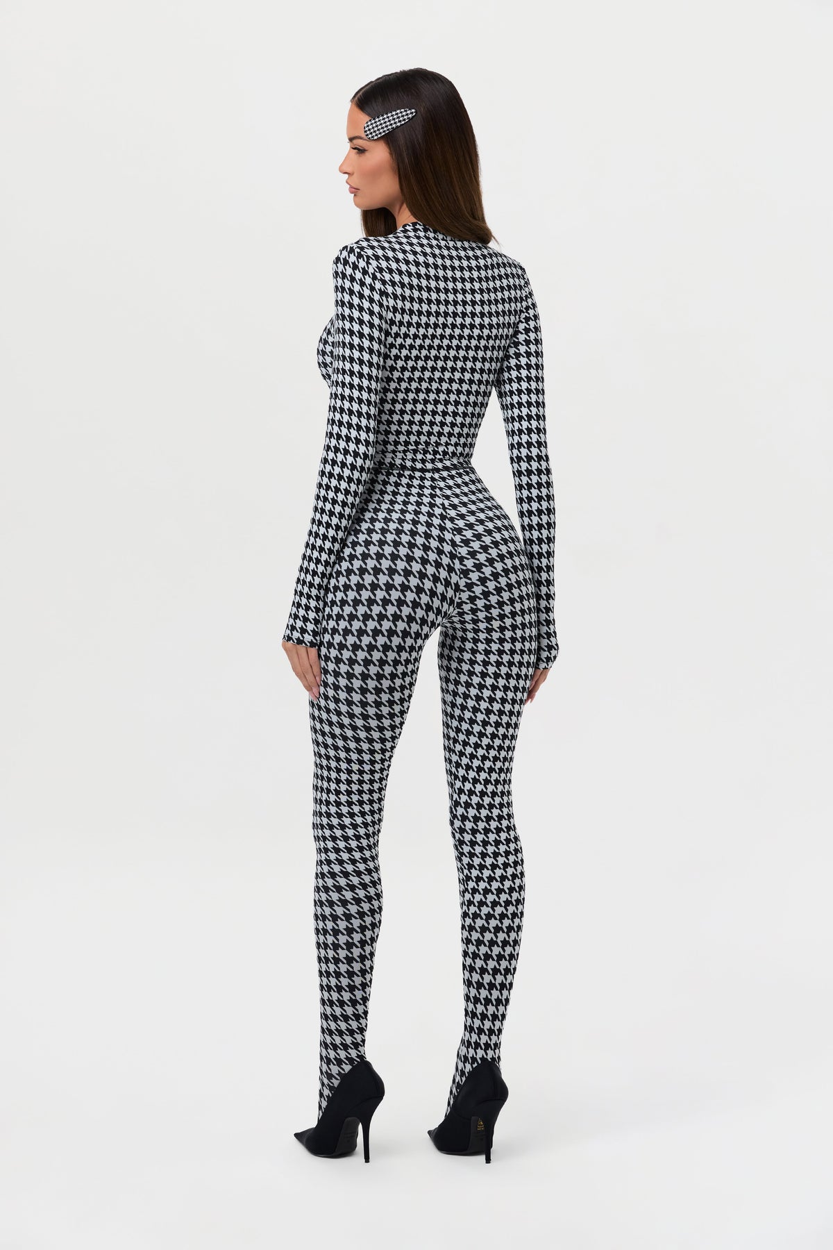 Houndstooth Black/White Naked Print Tights