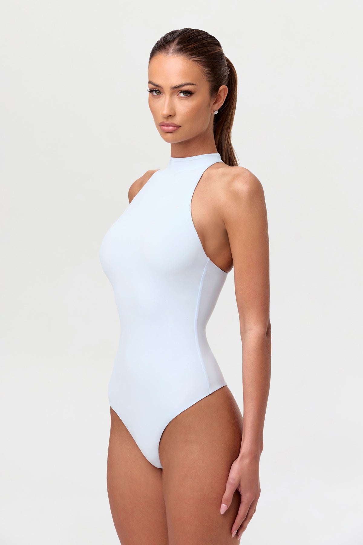 Soft Blue Naked Racerback Bodysuit