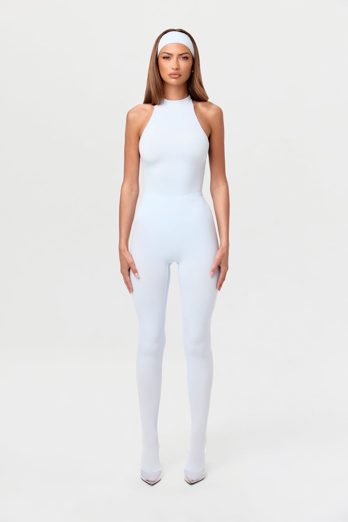 Soft Blue Naked Racerback Bodysuit
