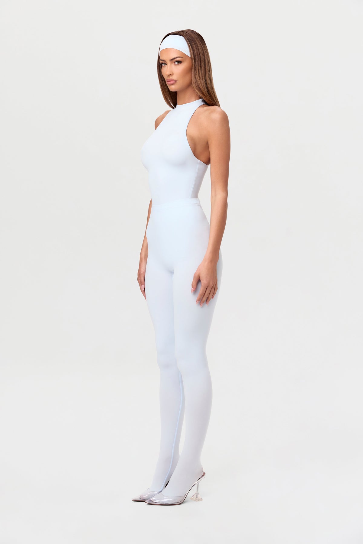 Soft Blue Naked Racerback Bodysuit