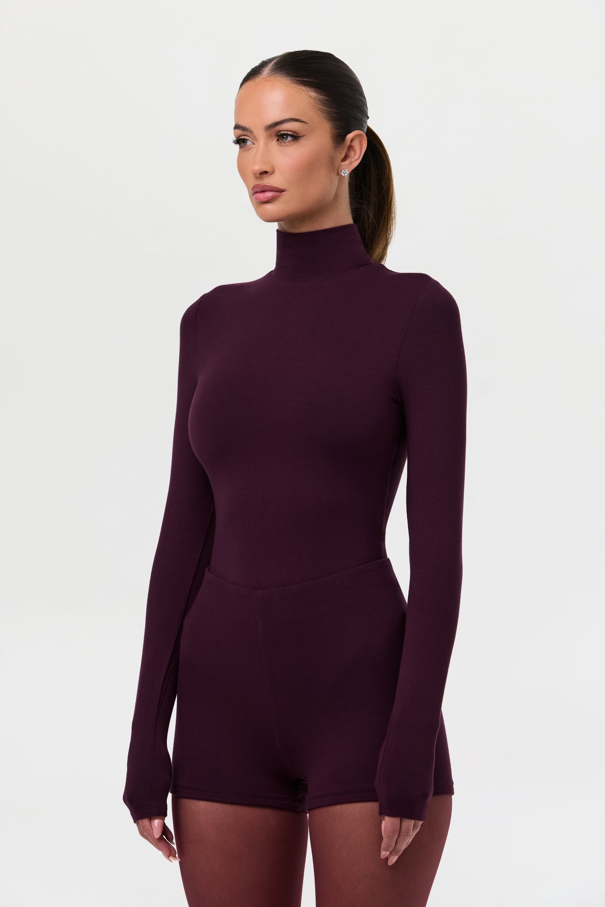 Dark Plum Butter Turtleneck Contour Bodysuit