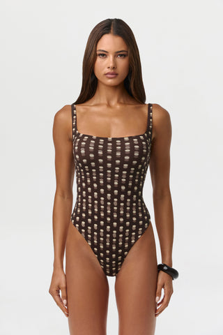 Naked Print Scoop Tank Bodysuit