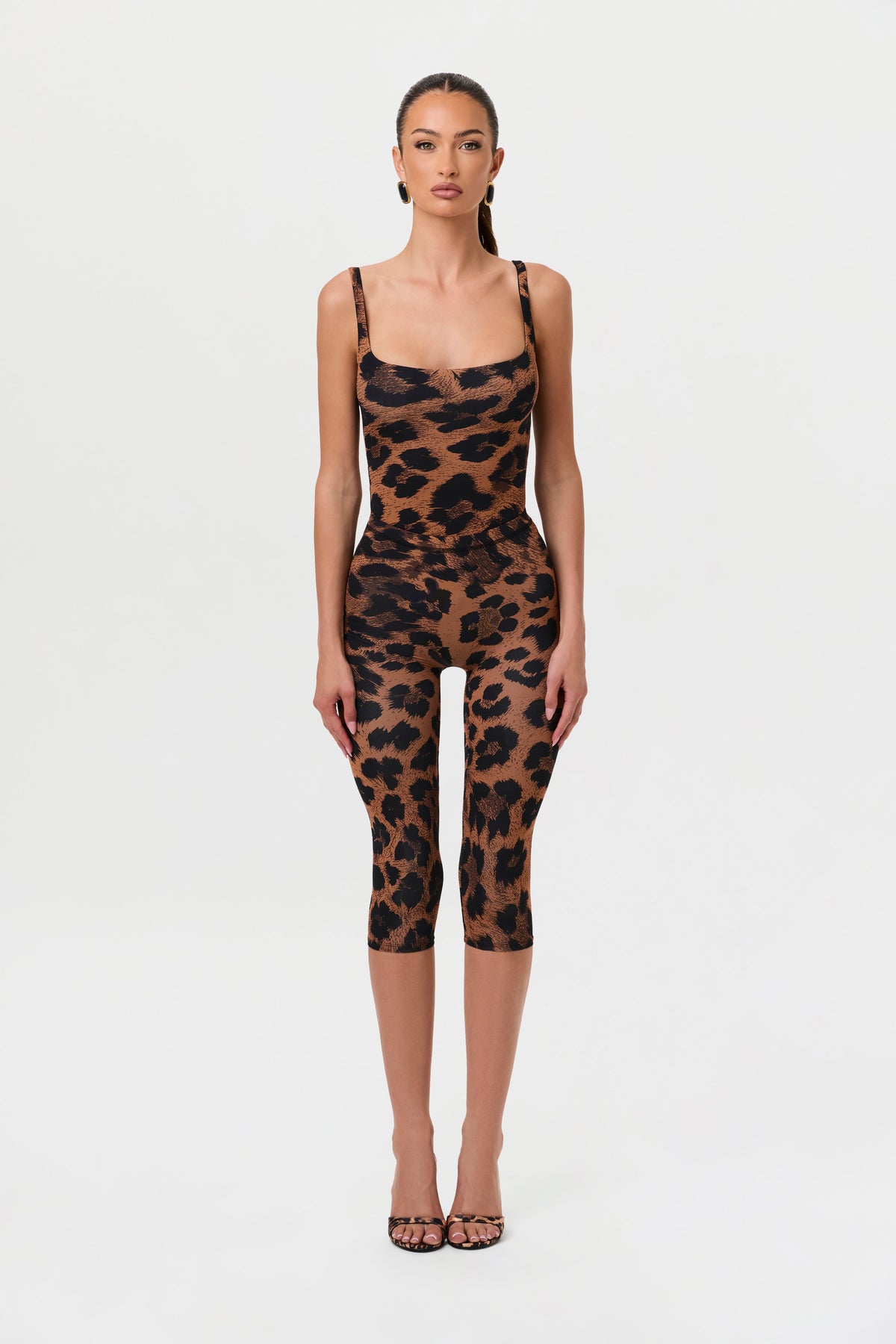 Leopard Naked Print Capri Leggings