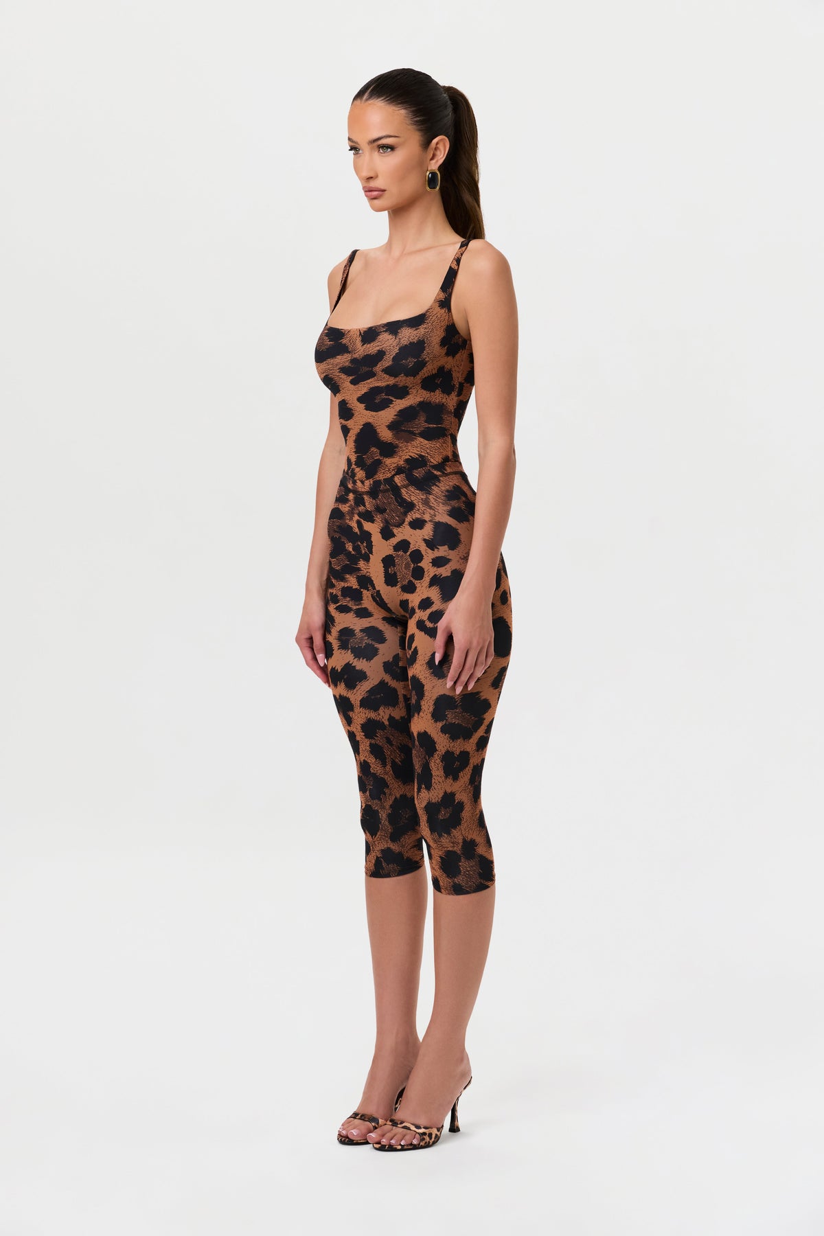 Leopard Naked Print Capri Leggings