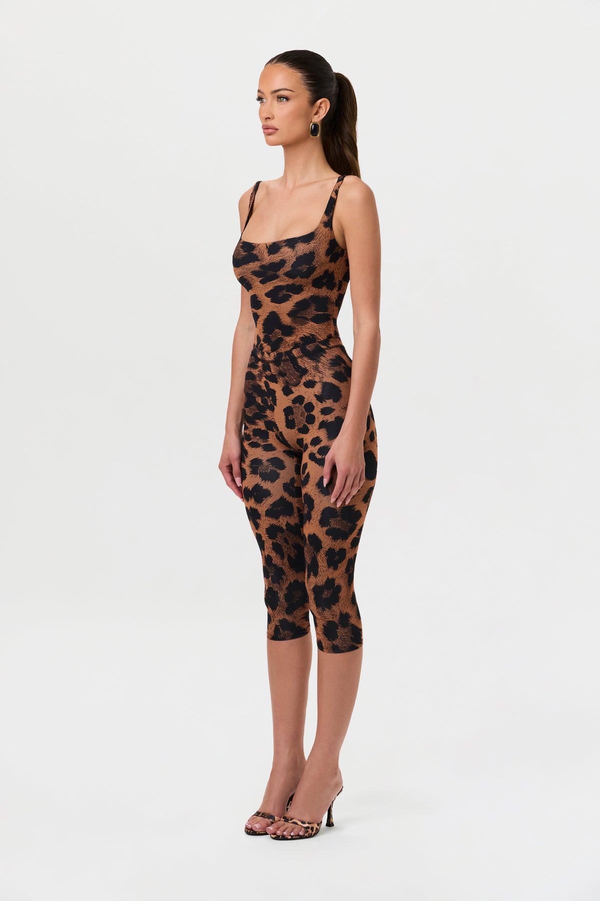 Leopard Naked Print Capri Leggings