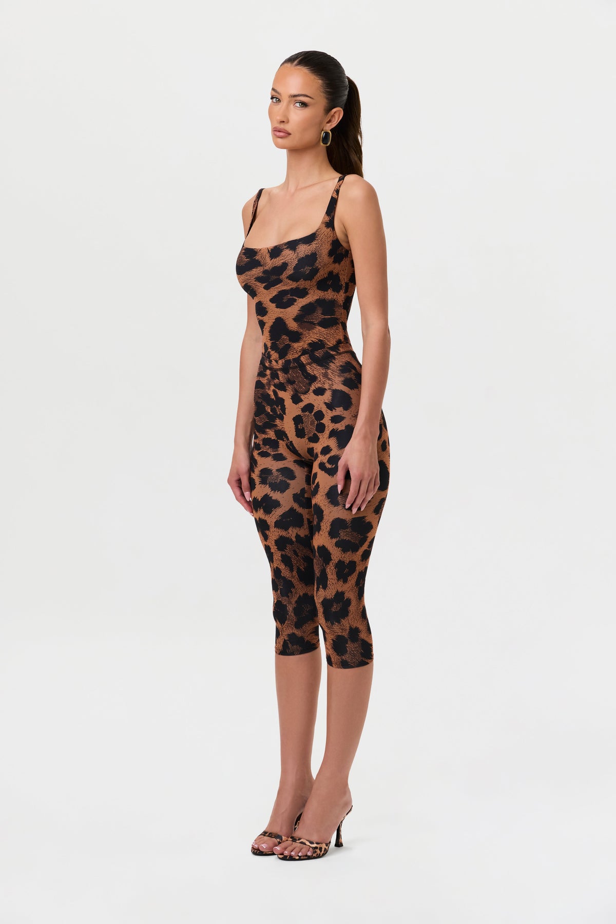 Leopard Naked Print Capri Leggings