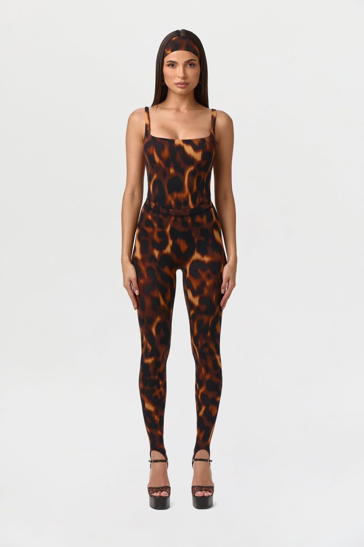 Tortoise Naked Print Scoop Tank Bodysuit