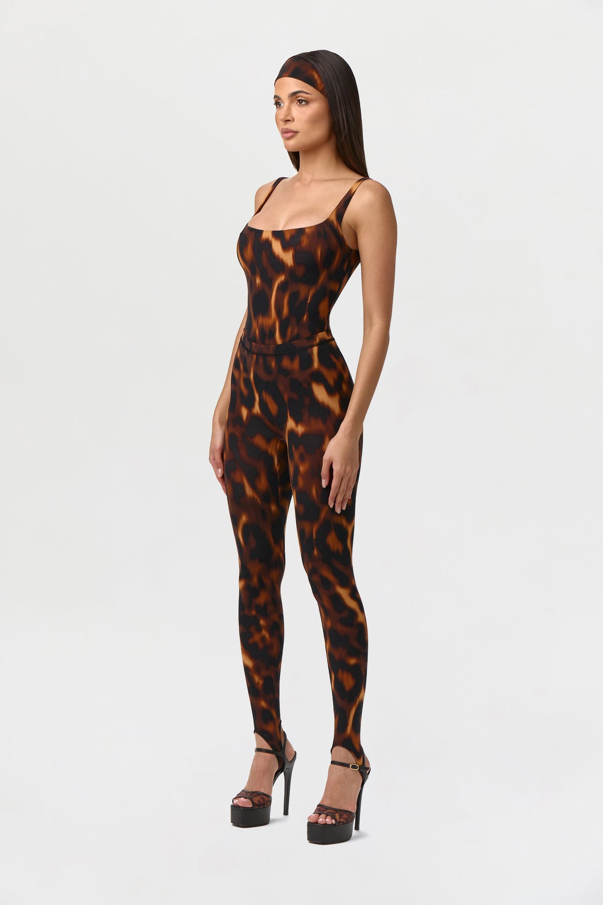 Tortoise Naked Print Scoop Tank Bodysuit