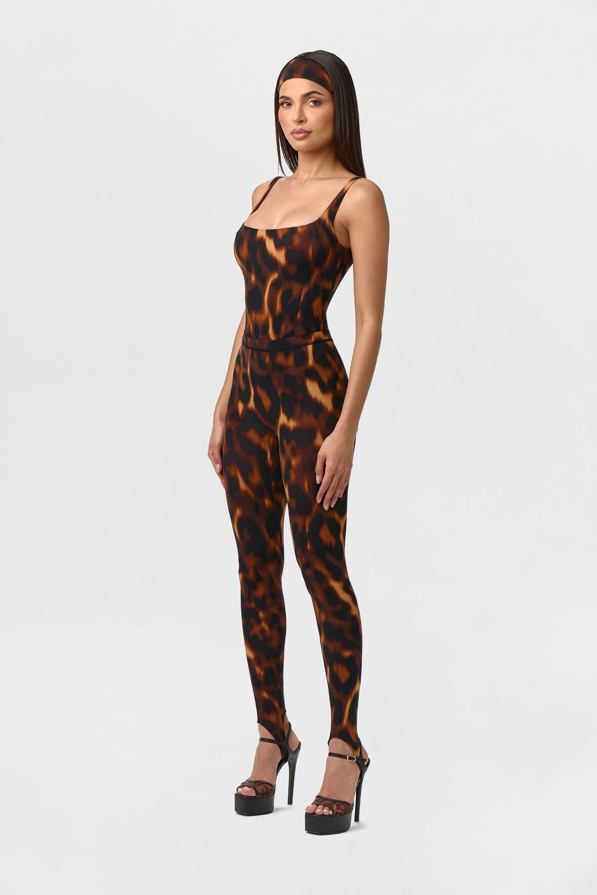 Tortoise Naked Print Scoop Tank Bodysuit