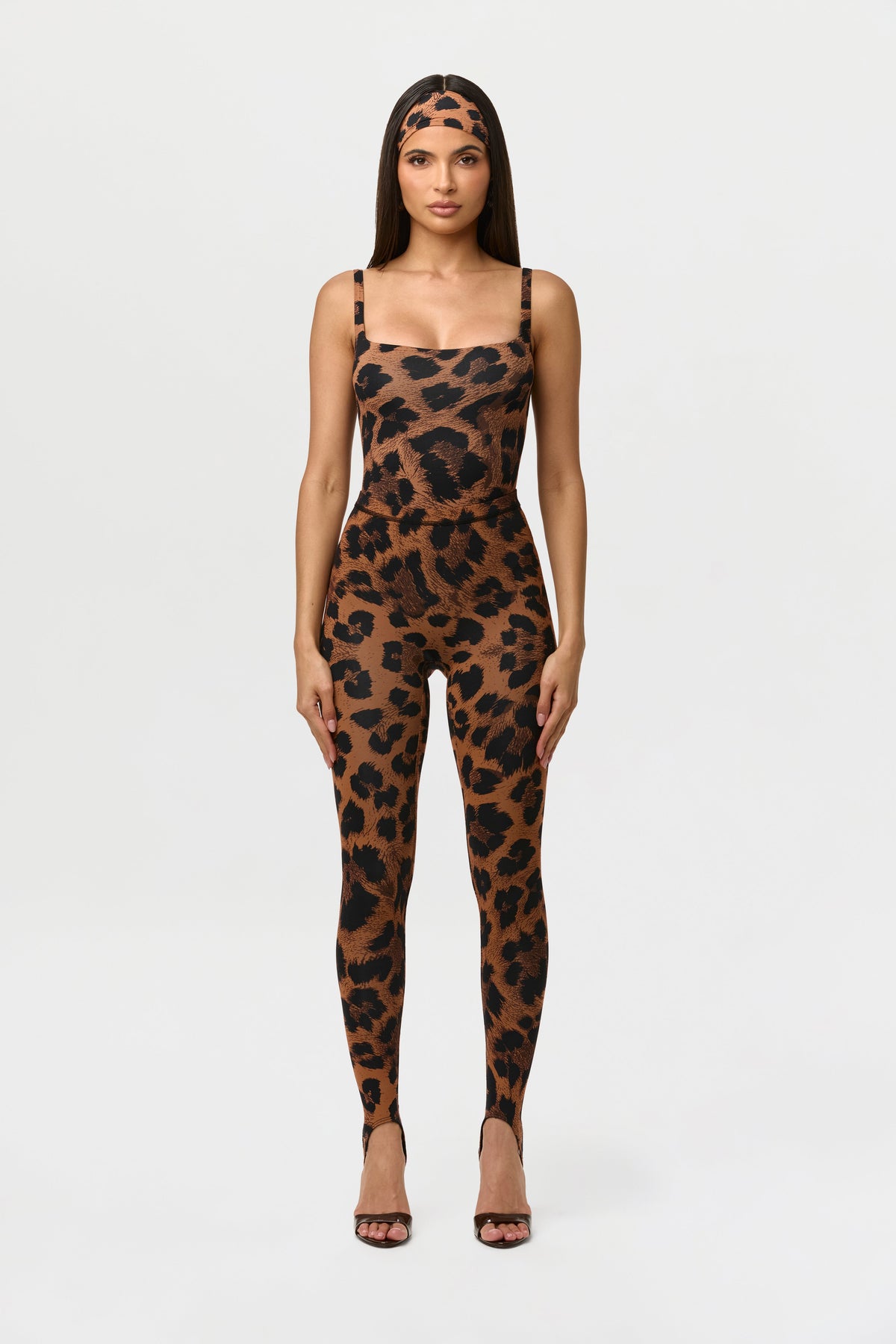 Leopard Naked Print Scoop Tank Bodysuit