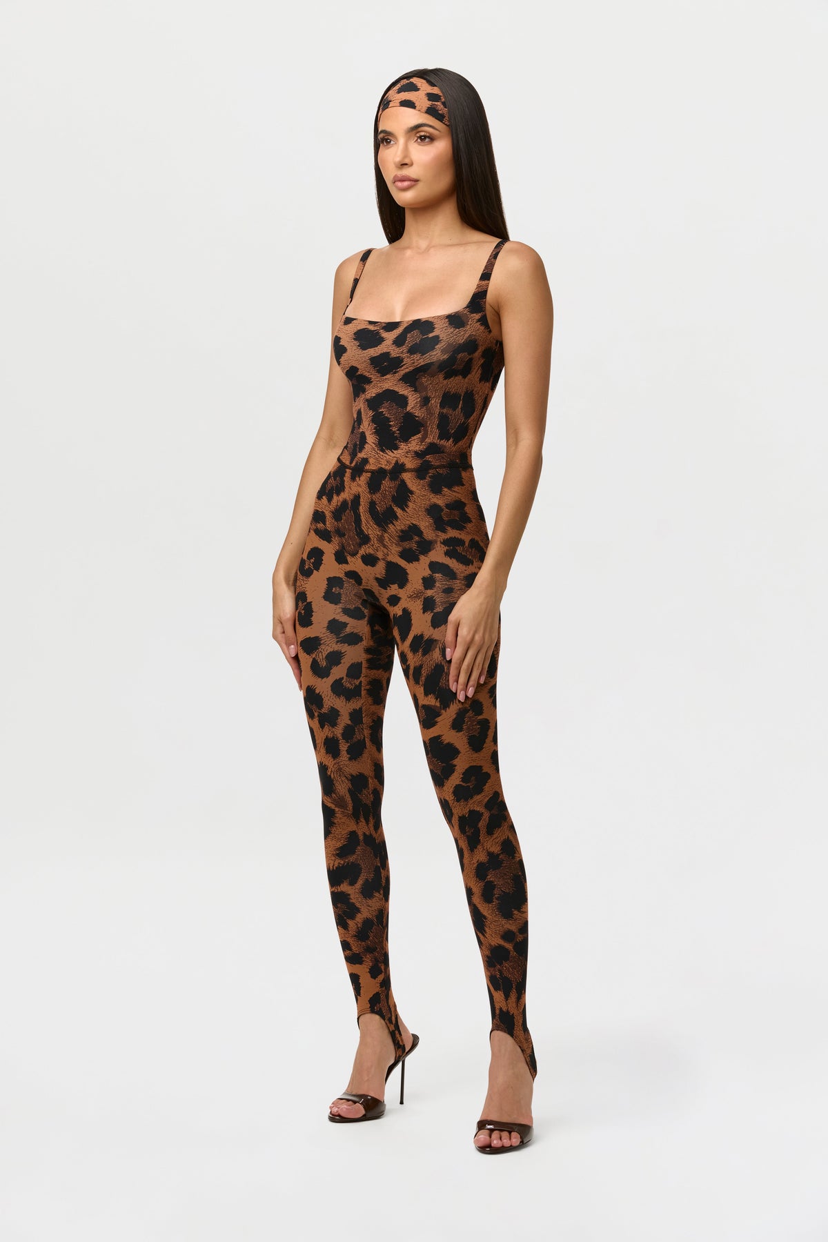 Leopard Naked Print Scoop Tank Bodysuit