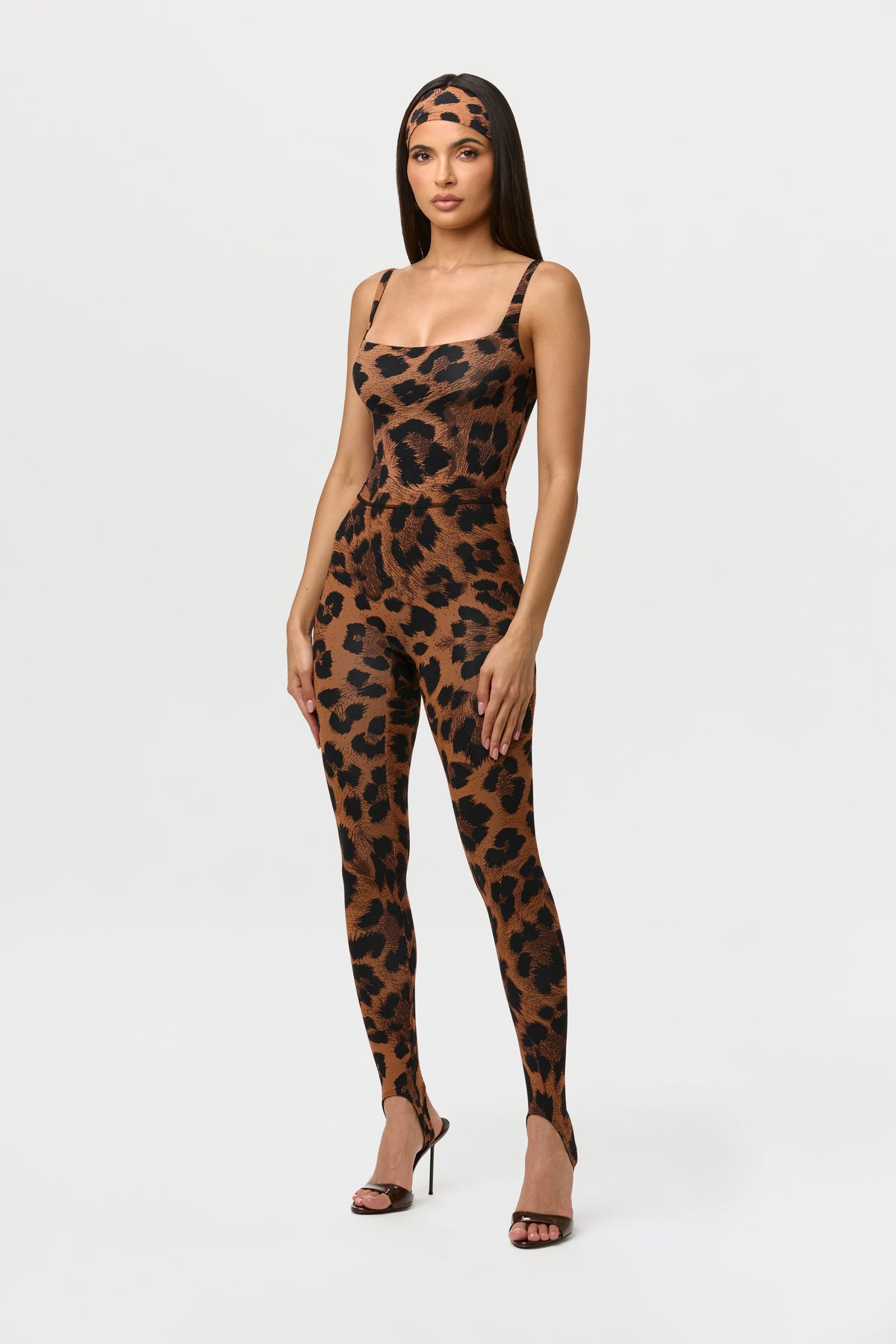 Leopard Naked Print Scoop Tank Bodysuit