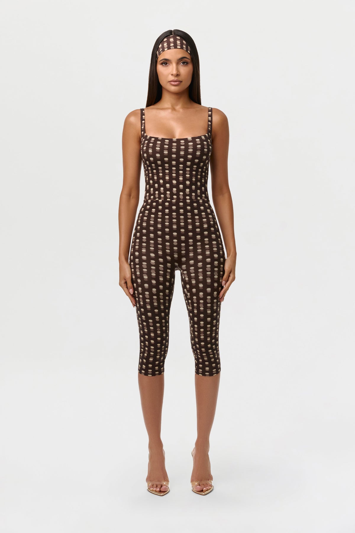 Polka Dot Illusion Naked Print Capri Legging