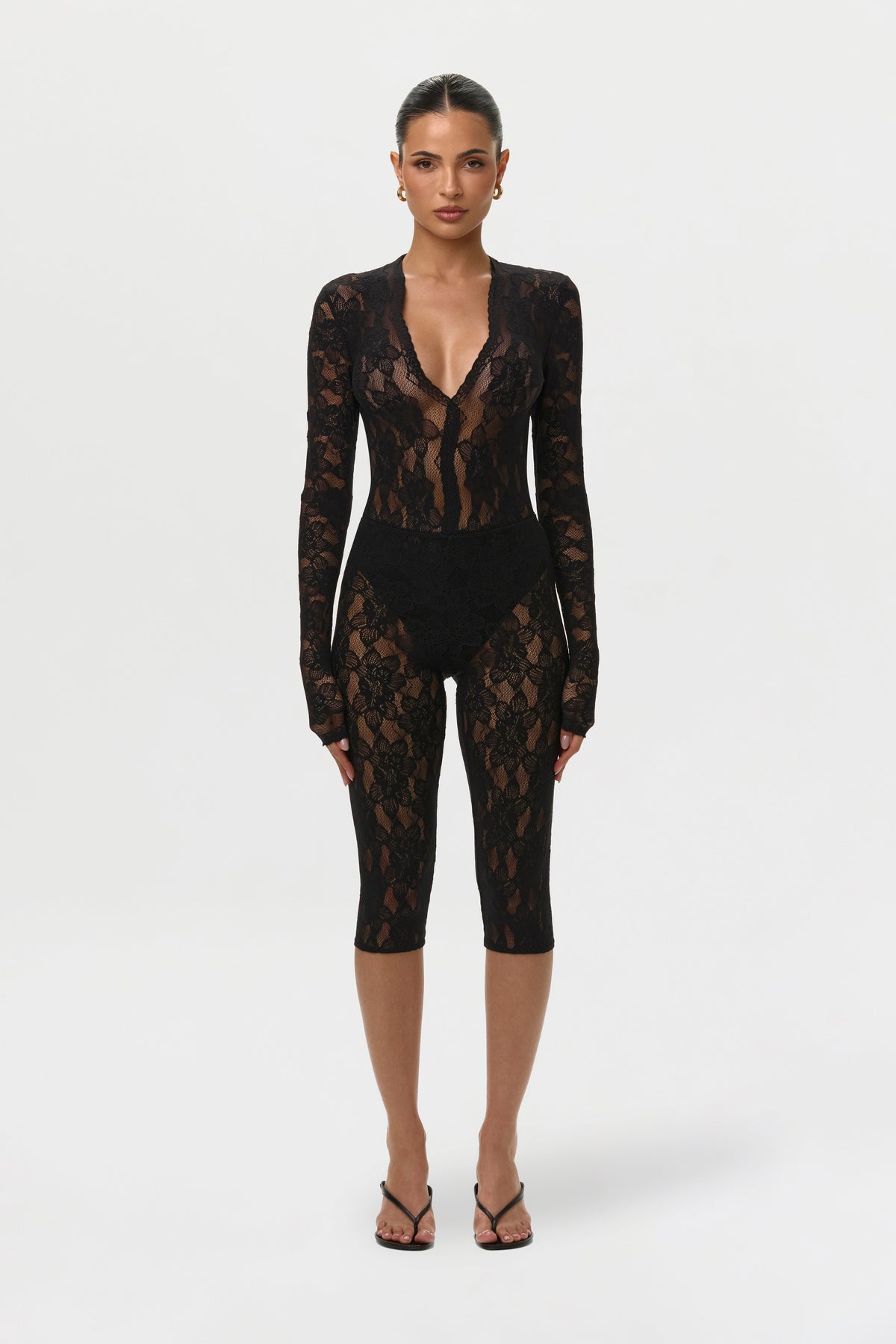 Stretch Lace Capri Leggings
